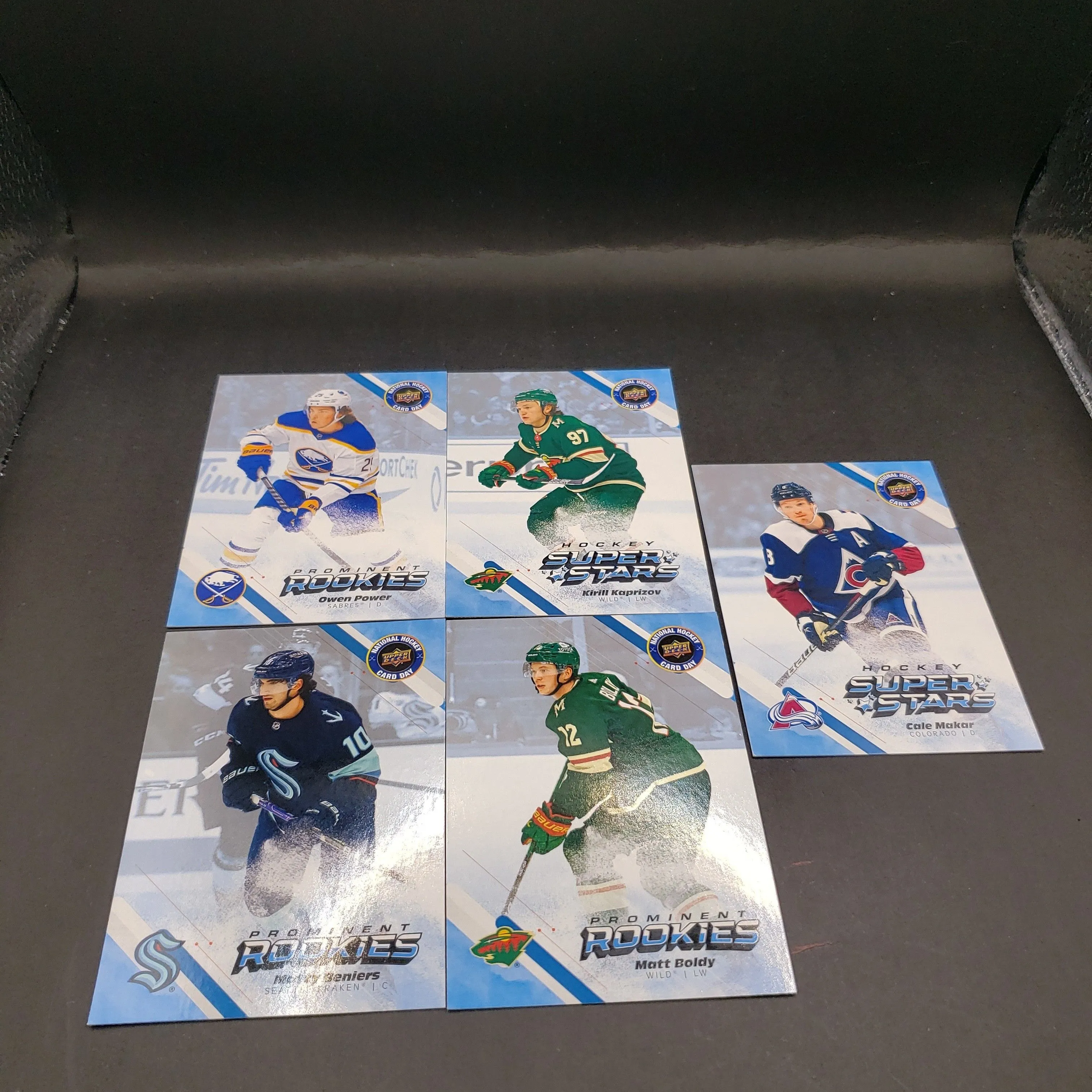 Product image for Lot Of 5 Cards National Hockey Card Day Kaprizov Makar Power Boldy Beniers (Hockey)