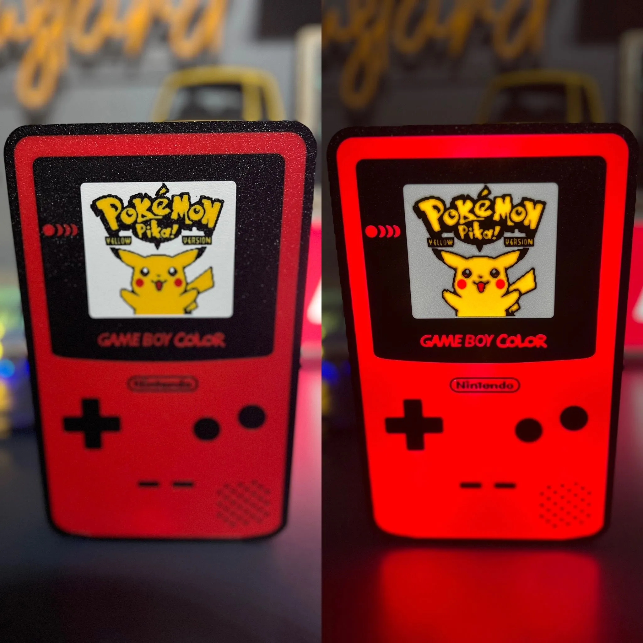 Product image for Game Boy Color Red With Pikachu Led Light Box