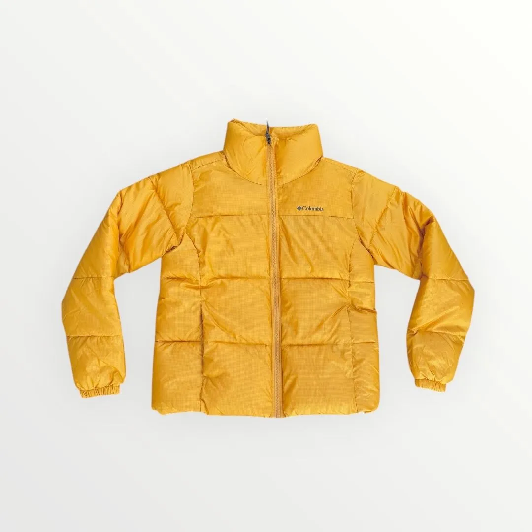 Product image for Columbia Womens Puffect Puffer Bubble Coat Mustard Yellow Water Resistant Medium