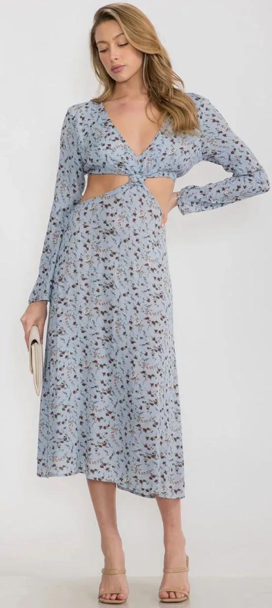 Product image for CUT OUT FLORAL MAXI DRESS - LARGE