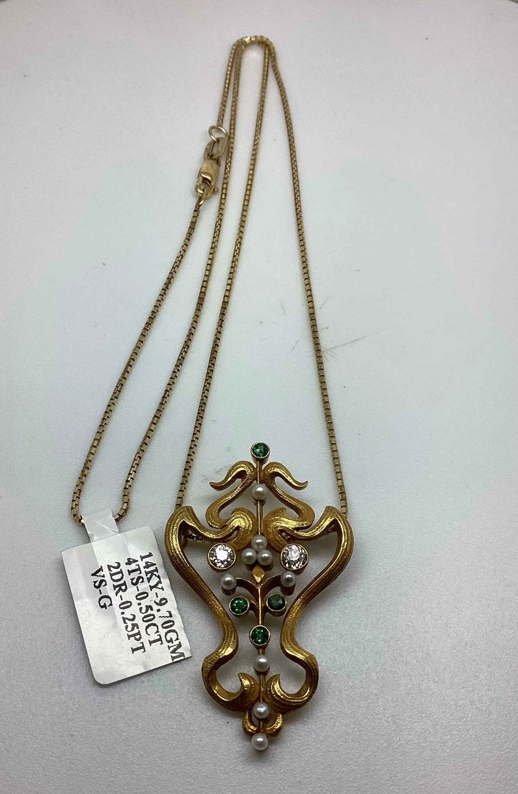 Product image for GC5036 14KT yellow gold -9.70G 4TS-0.50CT 2DR-0.25PT VS-G  Gold Chain with Pendant