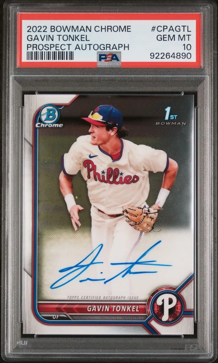 Product image for 2022 Bowman Chrome Prospect Autographs Gavin Tonkel CPAGTL Prospect Autograph PSA GEM MT 10