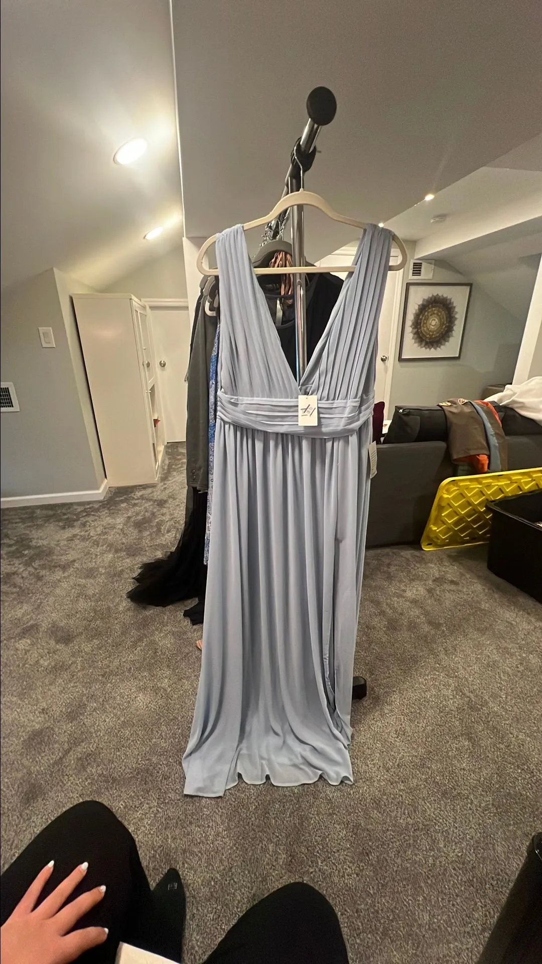 Product image for Baby blue pleated chiffon gown