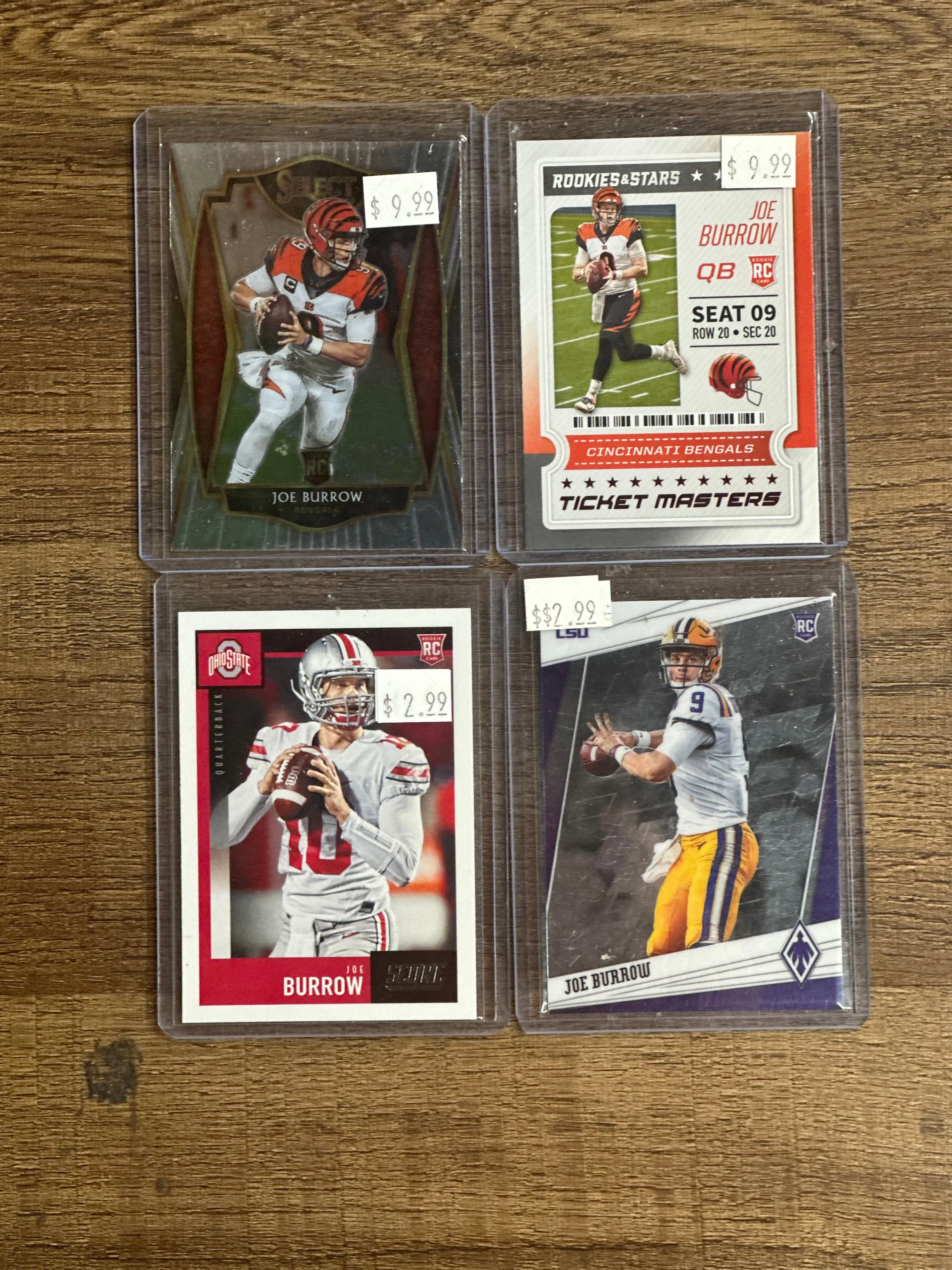 Product image for JOE BURROW ROOKIE LOT OF 4