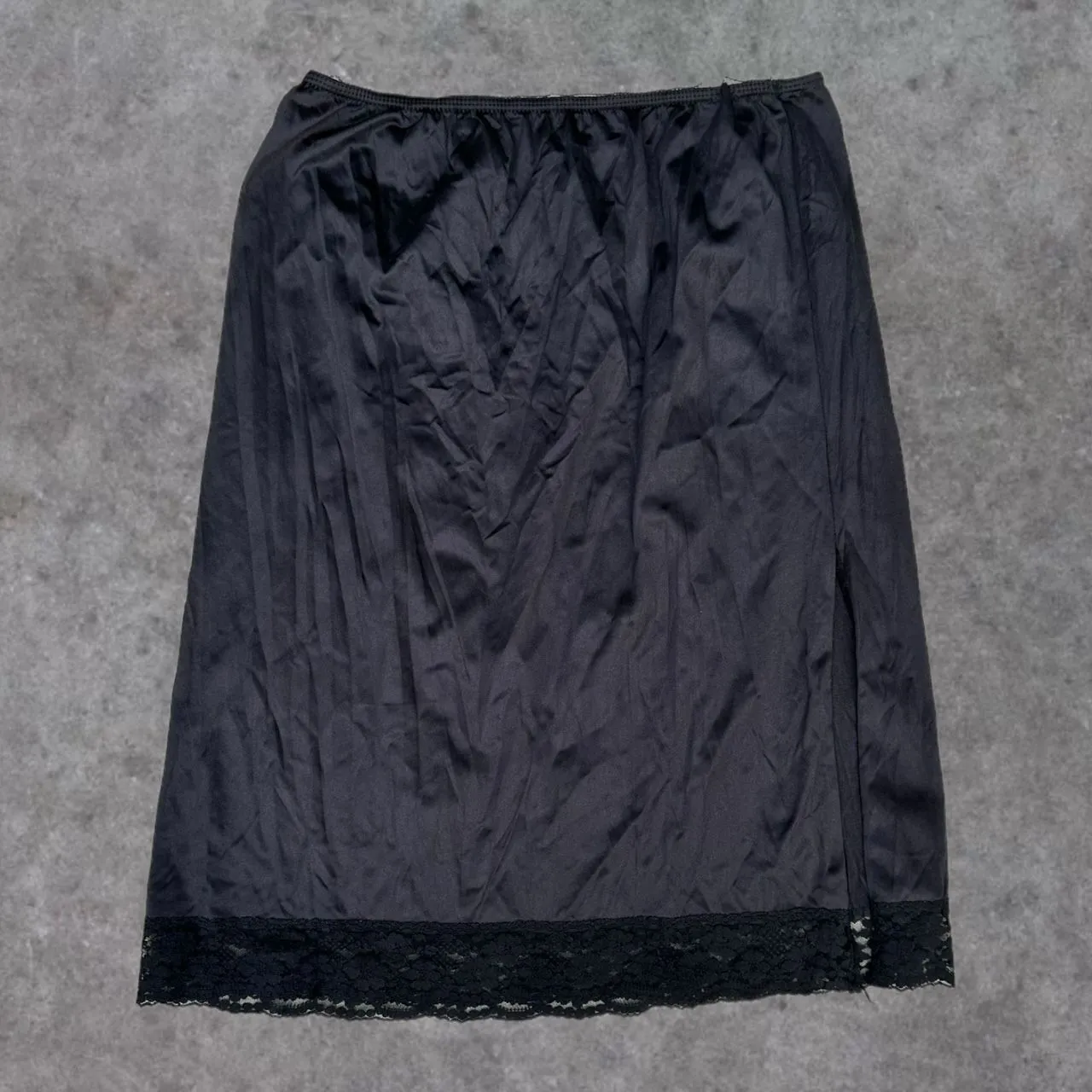 Product image for Black Silk & Lace Slip Skirt