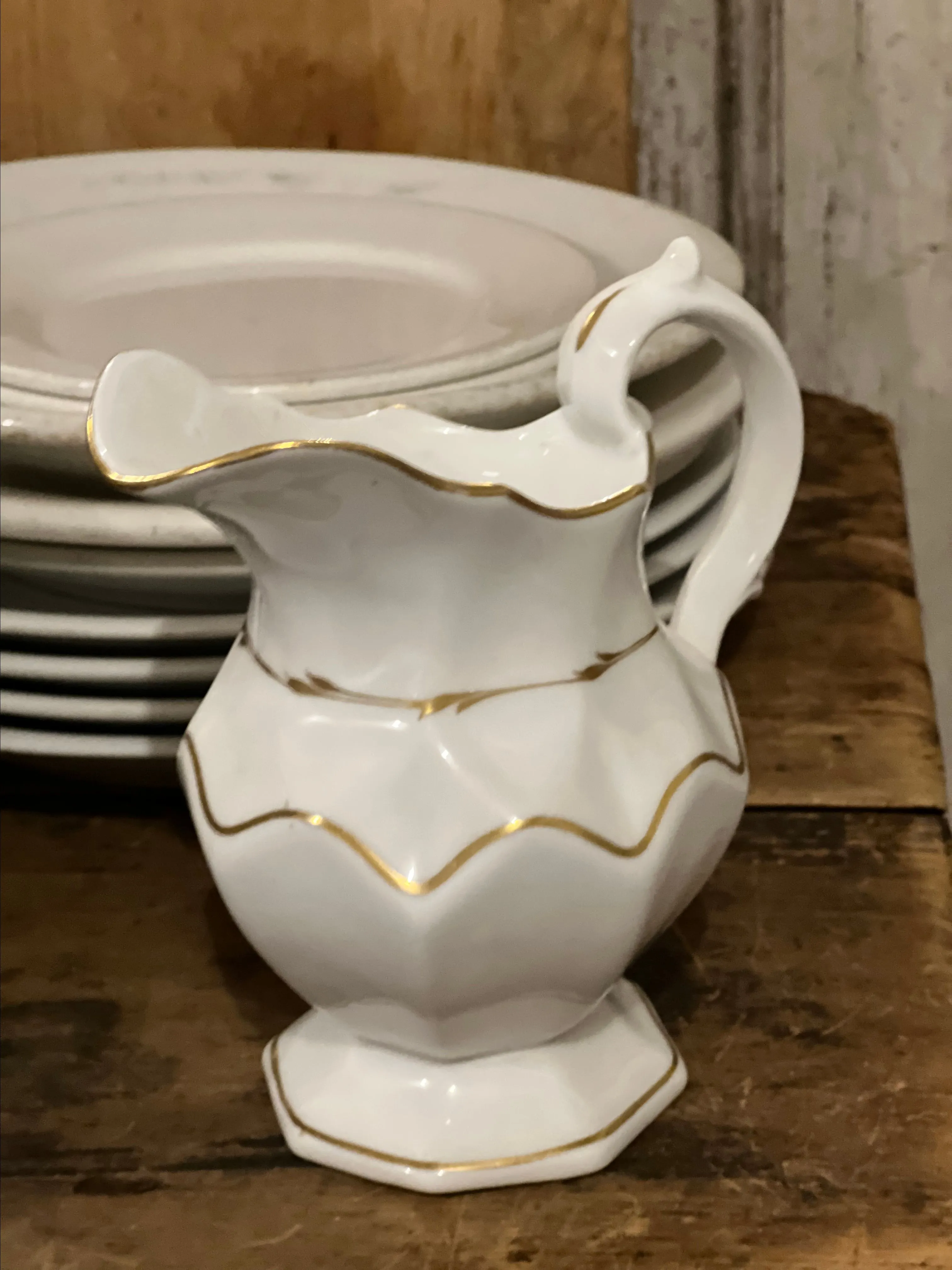 Product image for 12-13.  White and gold ornate creamer