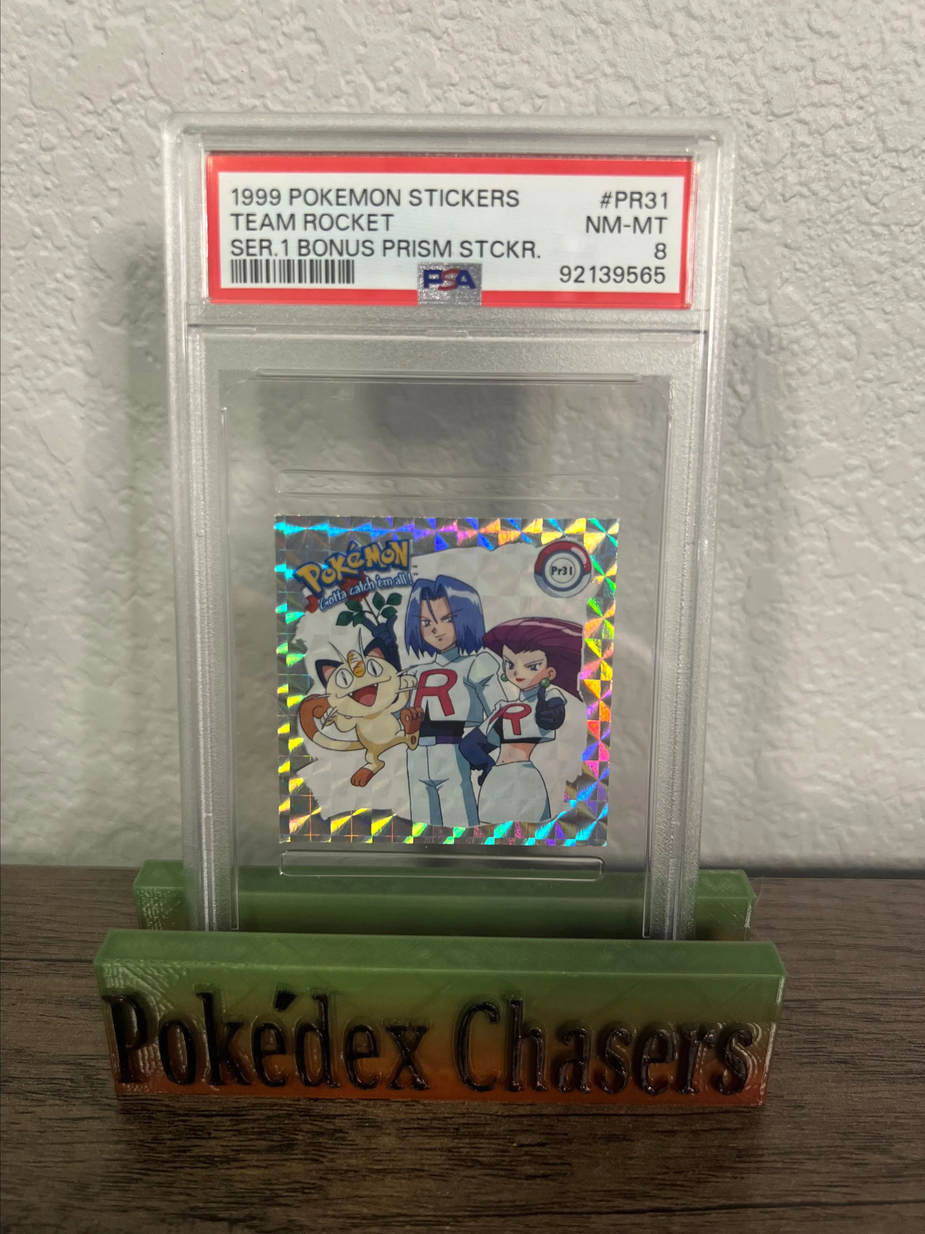 Product image for 1999 Pokemon Stickers Series 1 Bonus Prism Stickers Team Rocket Ser.1 Bonus Prism Stckr. PSA NM-MT 8