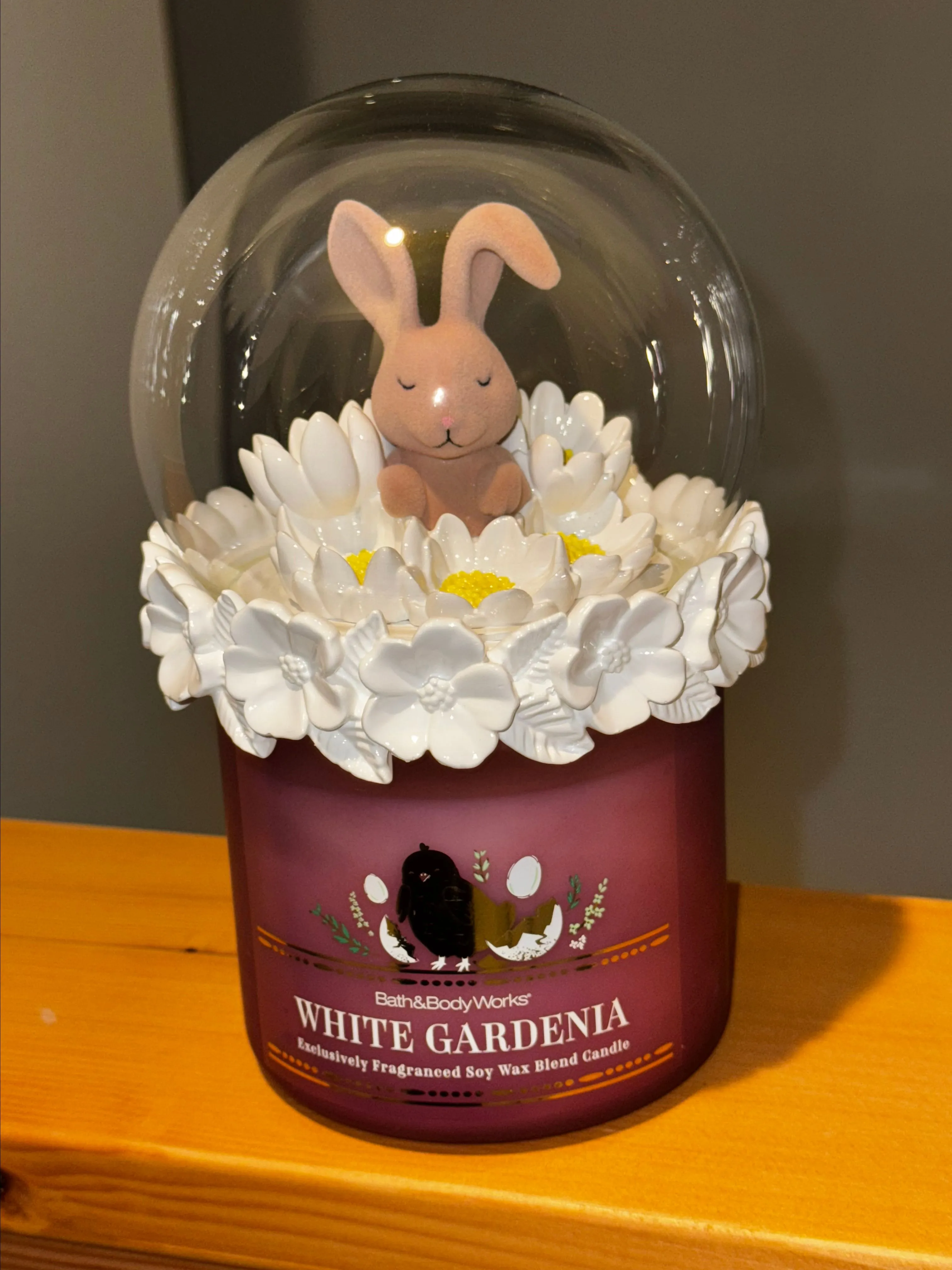 Product image for Bath and Body Works White Gardenia 3 Wick Candle with Easter Bunny Globe Lid