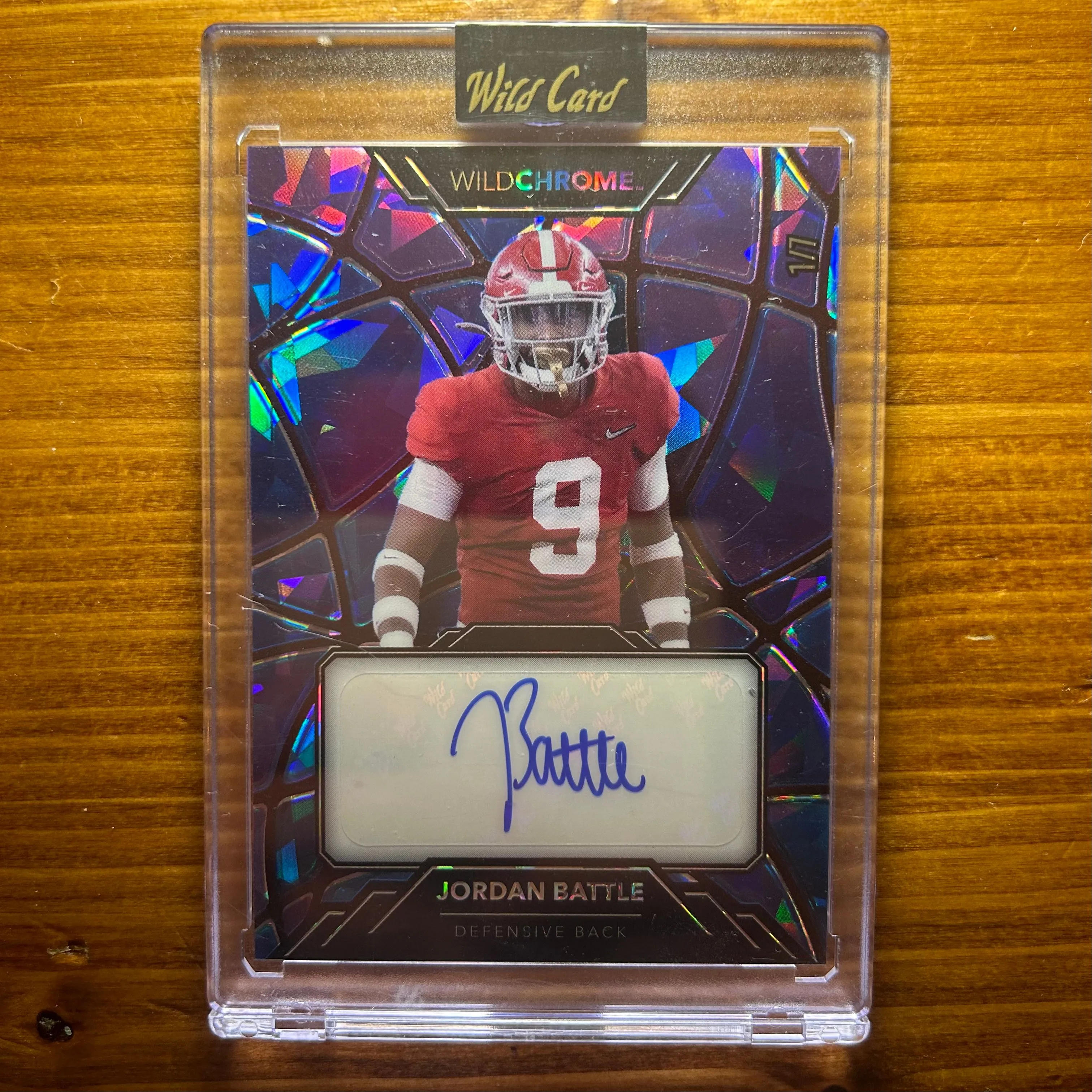 Product image for Jordan Battle - 2023 Wild Card WildChrome WildGlass Purple Crystal Holo Auto 1/7 #WCG-55 Bengals