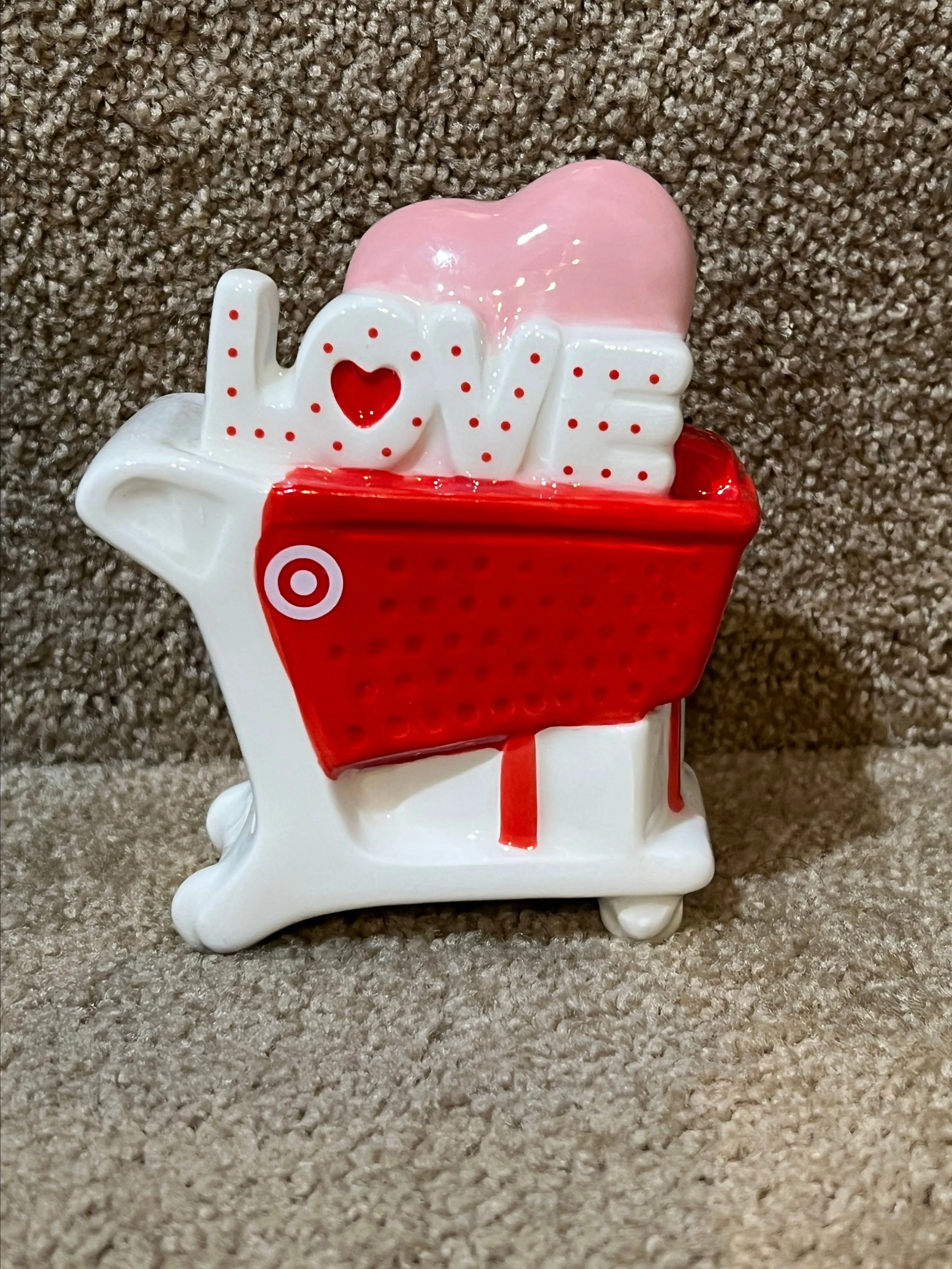 Product image for NEW Target Spritz Valentine’s Day Ceramic Shopping Cart Heart Love Figurine 4.5"
