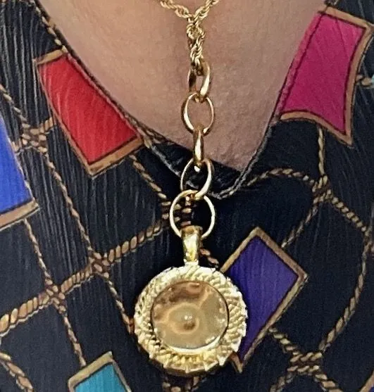 Product image for Gold on Gold Circular Hammered Metal Pendant Necklace