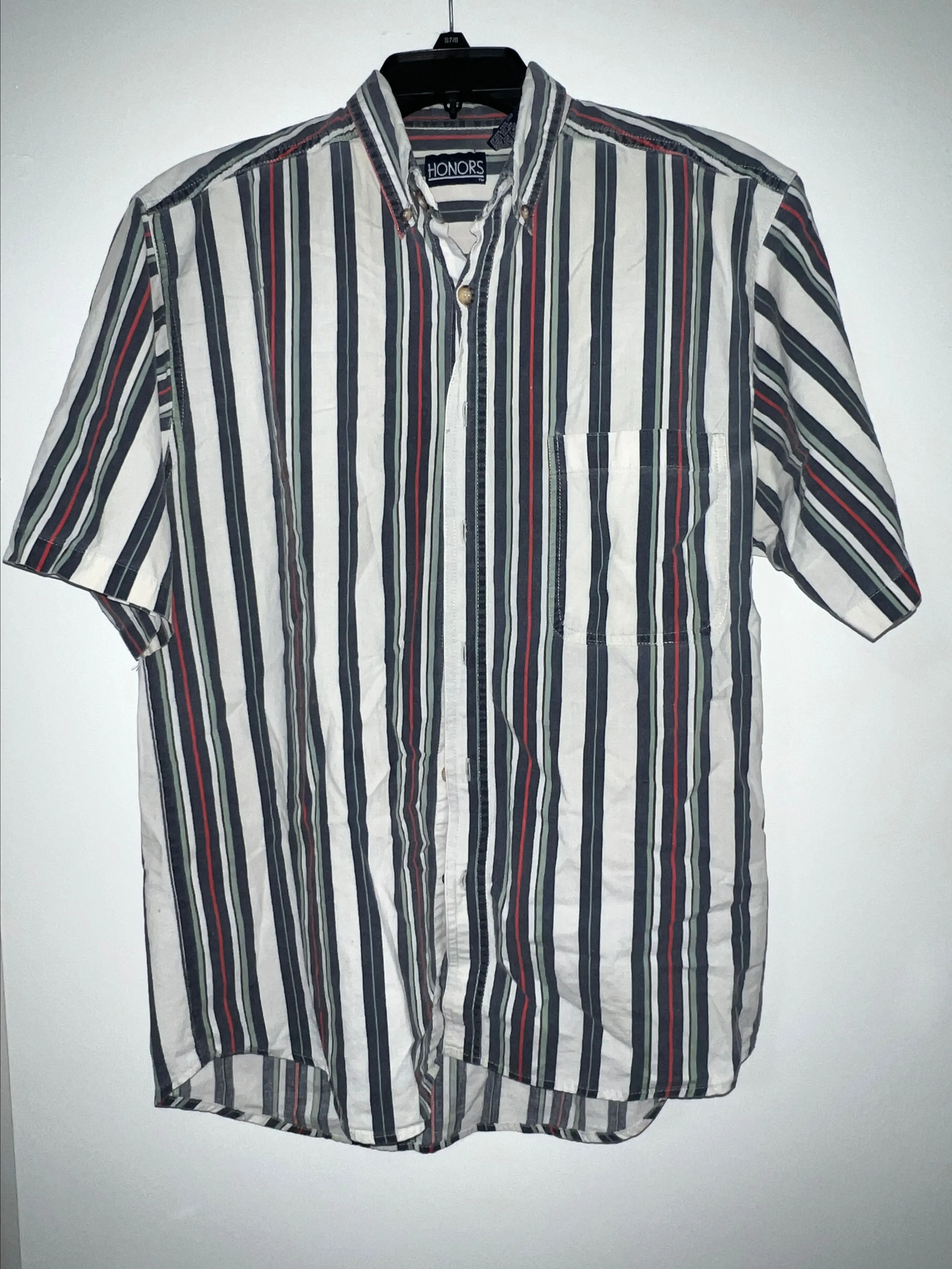 Product image for Vintage Honors Button Up Tee Striped 100% Cotton Size Small