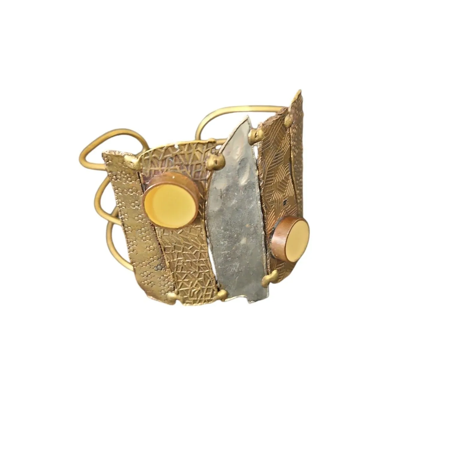 Product image for Handcrafted Statement Brutalist  Metal Cuff Bracelet