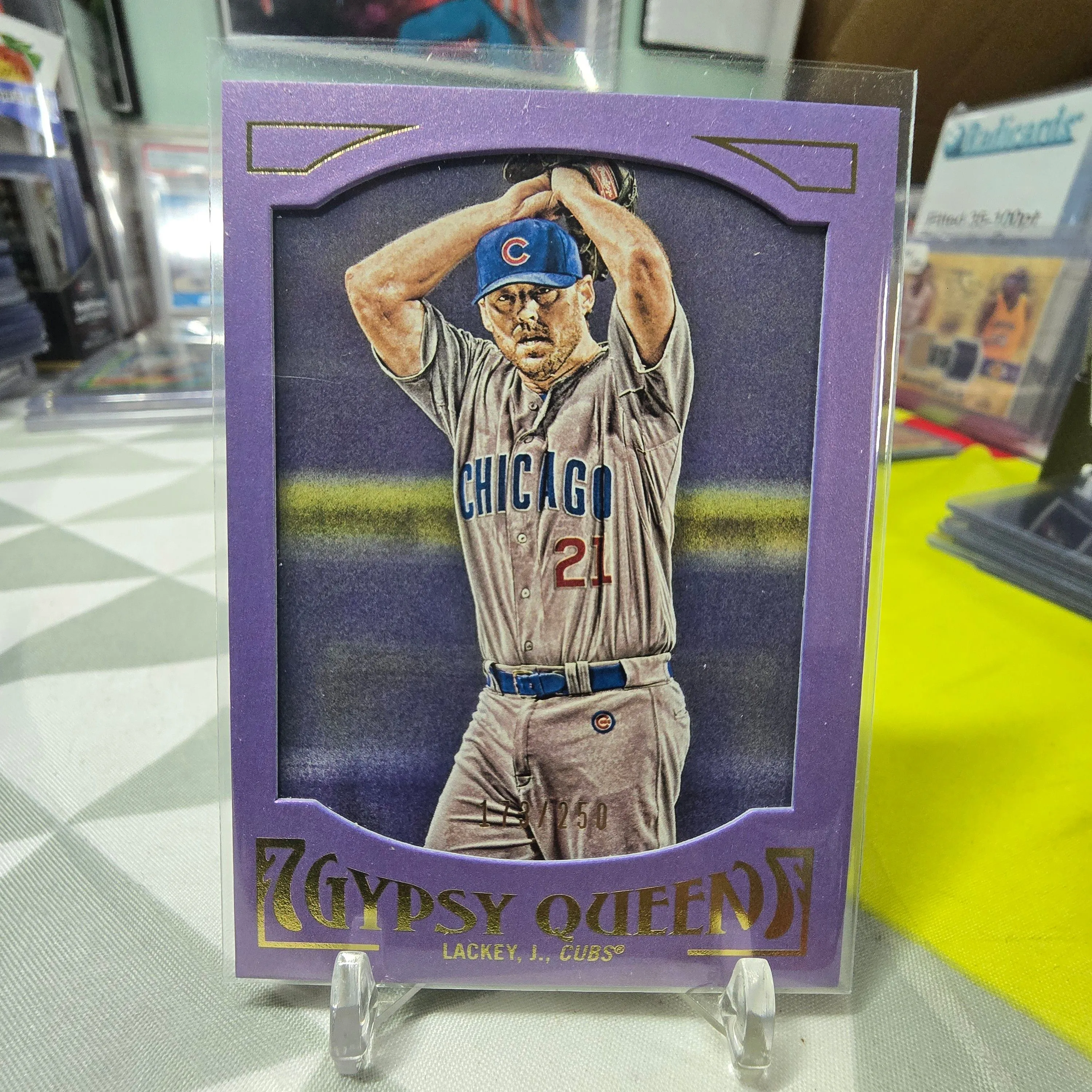 Product image for 2016 Topps Gypsy Queen Purple Paper Frame /250 John Lackey #37 Chicago Cubs 