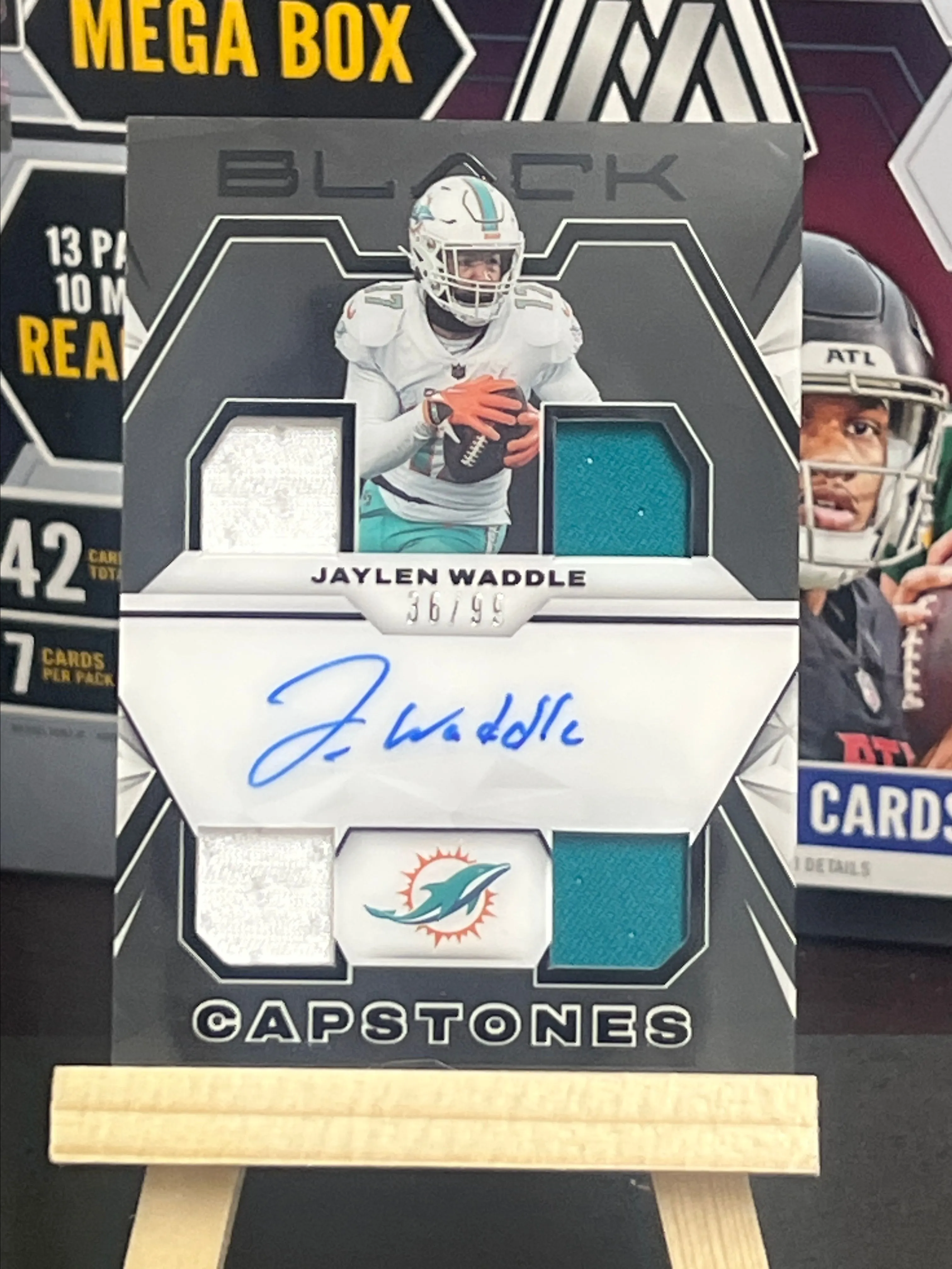 Product image for Panini Black Jaylen Waddle Capstone Auto 36/99 Patch #CS-JW