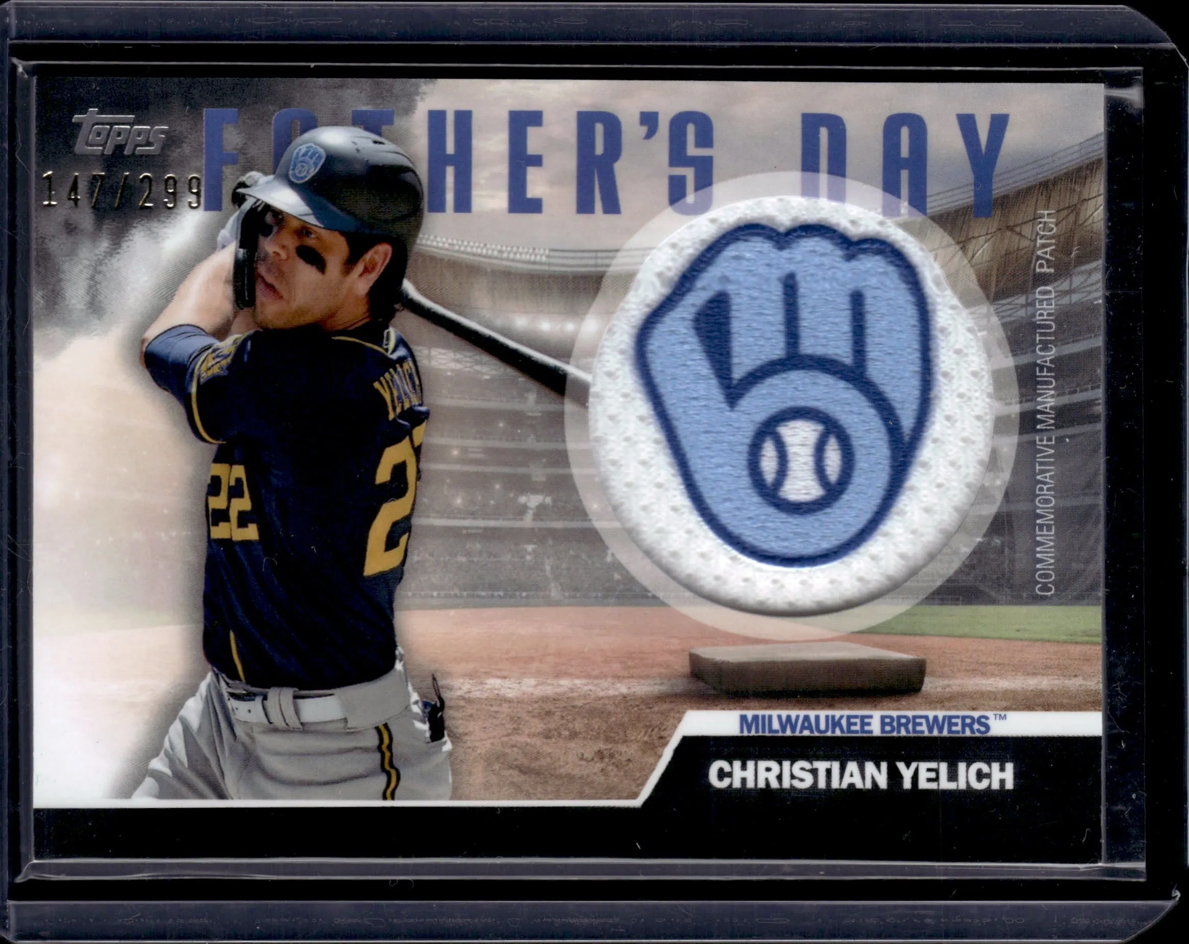 Product image for 2023 Series 2 Father's Day Commemorative Team Patch Black /299 Christian Yelich
