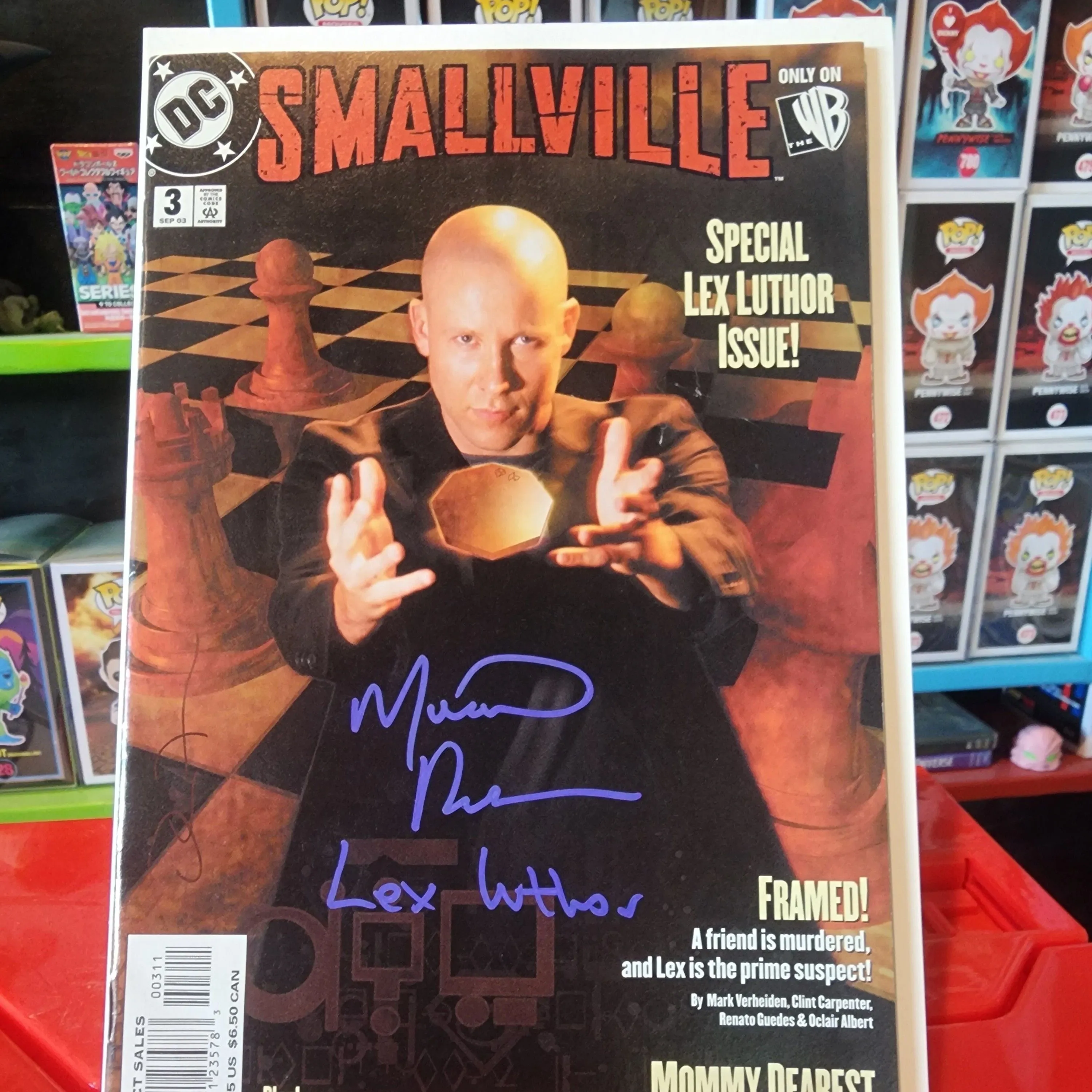 Product image for Smallville #3 (2003). Signed Full Signature and Character name In Purple.