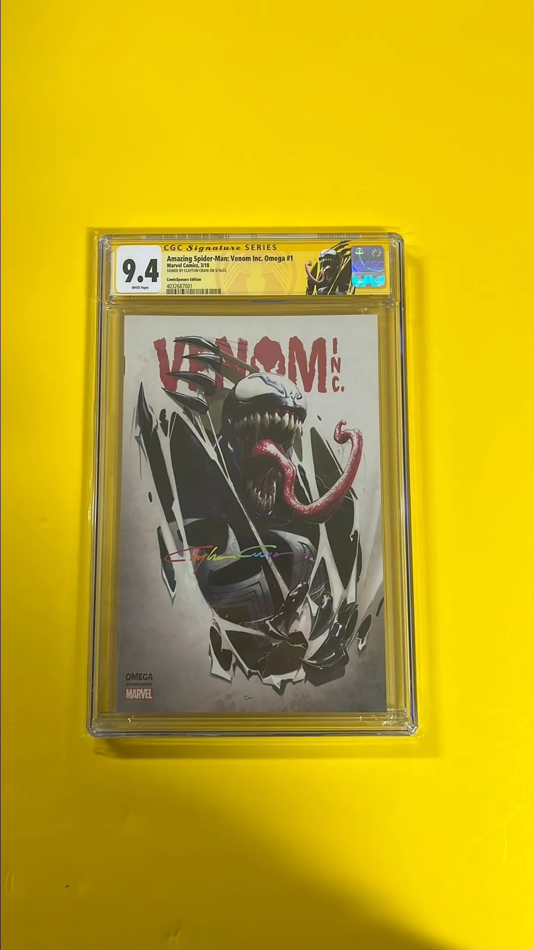 Product image for Amazing Spider-Man: Venom Inc #1 Clayton Crain signed Var. yellow label