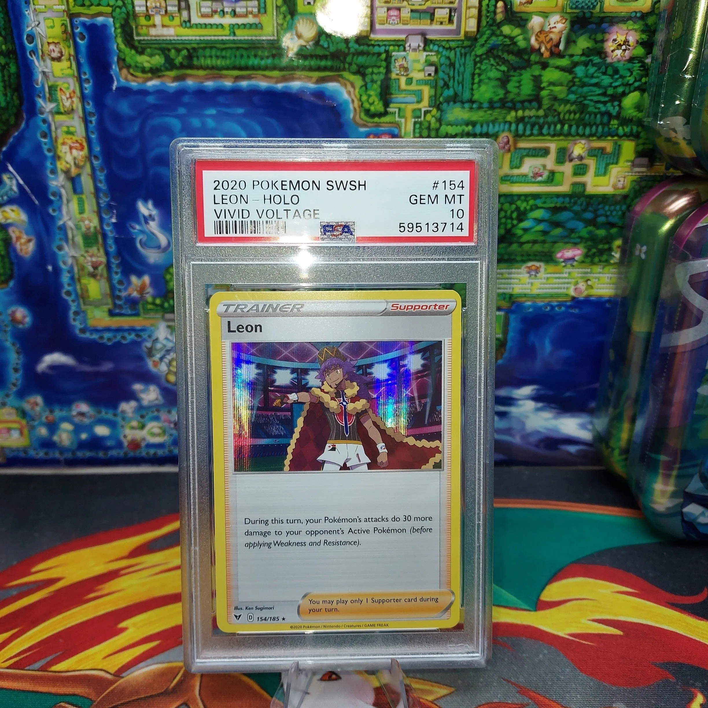 leon pokemon card Leon 182/185 Full Art Trainer Ultra Rare Vivid Voltage Pokemon Card Ne main image 1