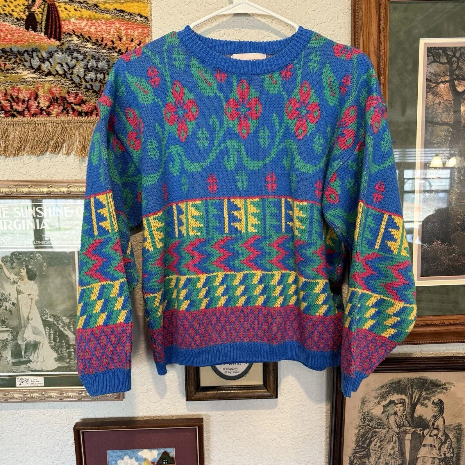Product image for Vintage 80s RARE Colorful Expressions Knit Sweater Size Medium