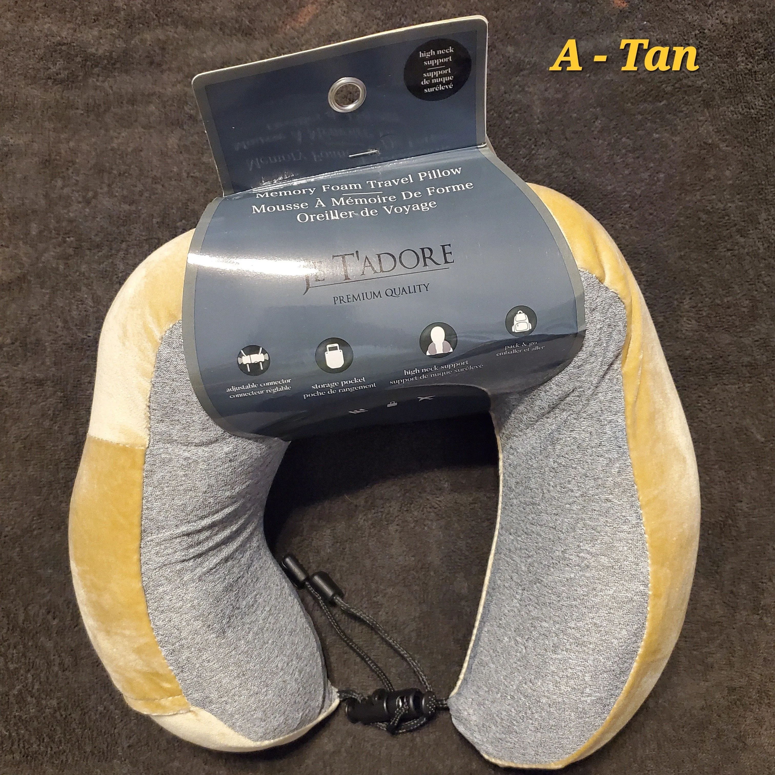 Product image for Memory Foam Travel Pillow With Storage Pocket | Adjustable | New | RRR Home