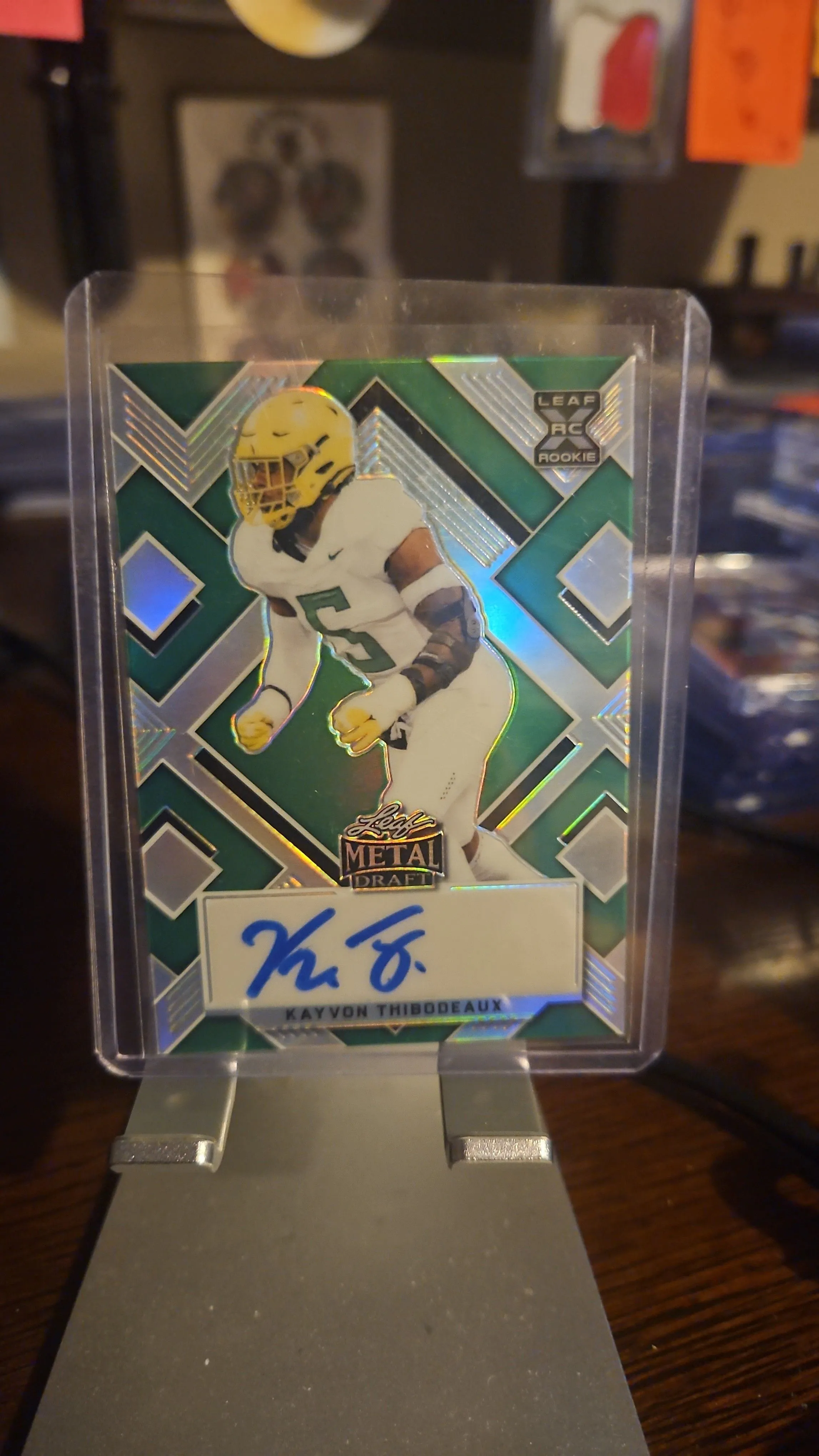 Product image for Kayvon Thibodeaux Rookie Auto #d 8/10...2022 Leaf Metal Draft ....Oregon..Giants