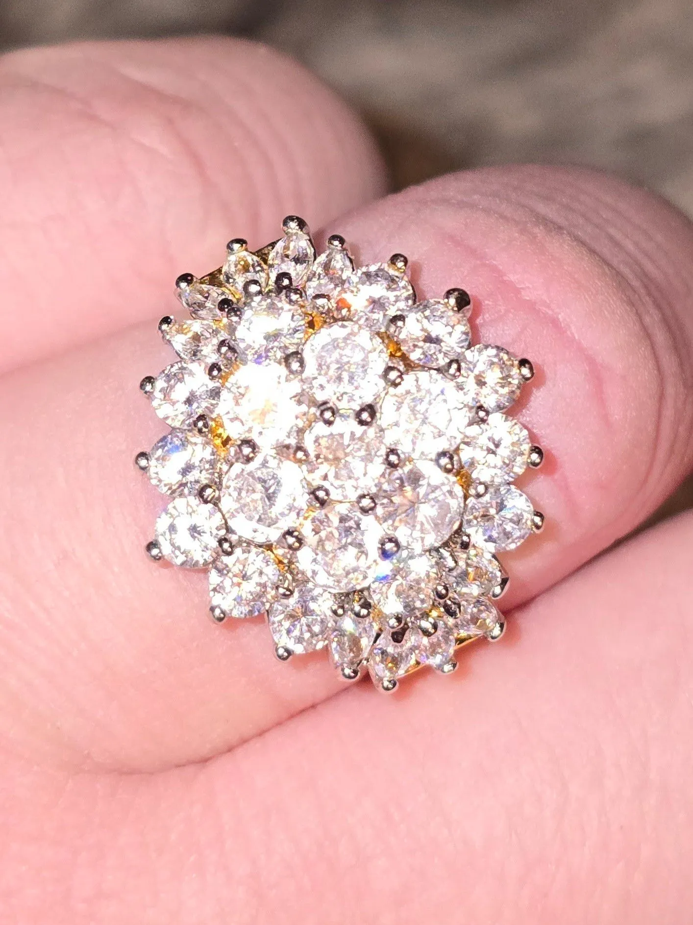 Product image for 4.25 Cttw 18K Gold-Plated/ Sterling Silver Moissanite Cluster Engagement Ring(8)