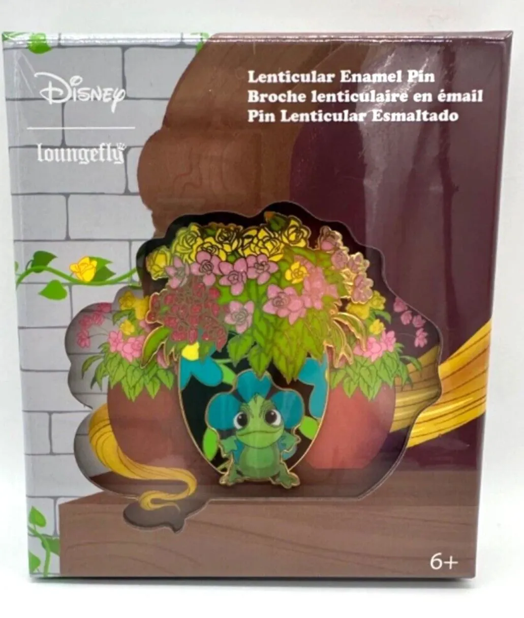 Product image for Loungefly Disney Tangled Rapunzel Sidekick Pascal Lenticular Enamel Pin LE 1700