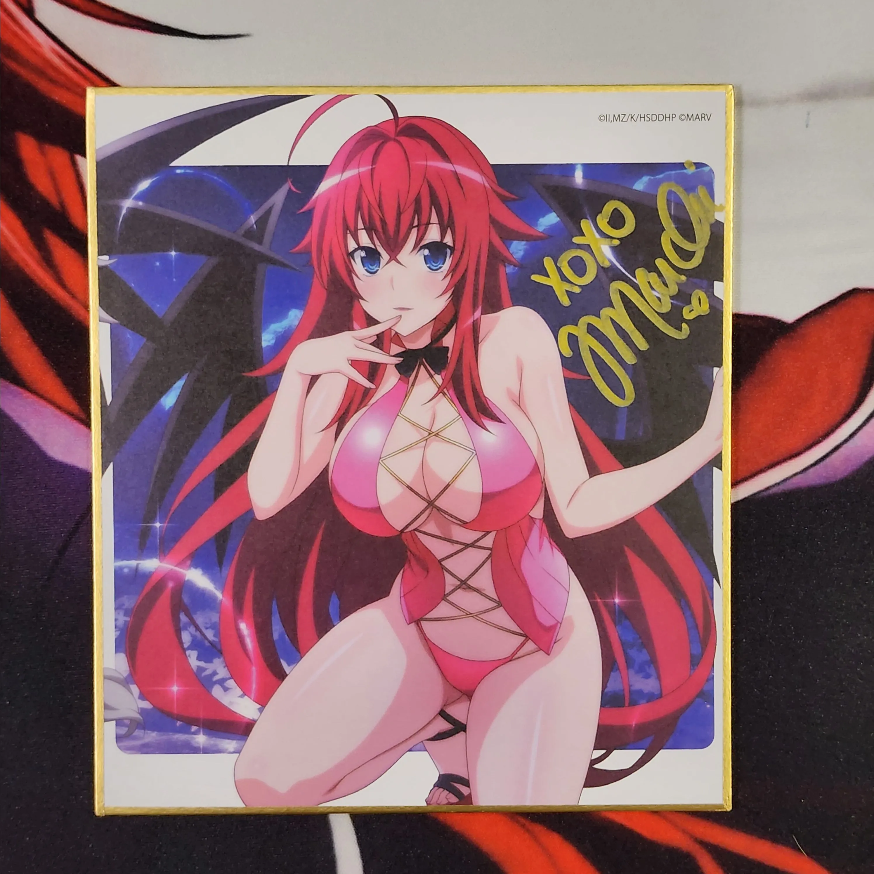 Product image for Hand Signed High School DXD Shikishi by the English VA and JSA Authenticated