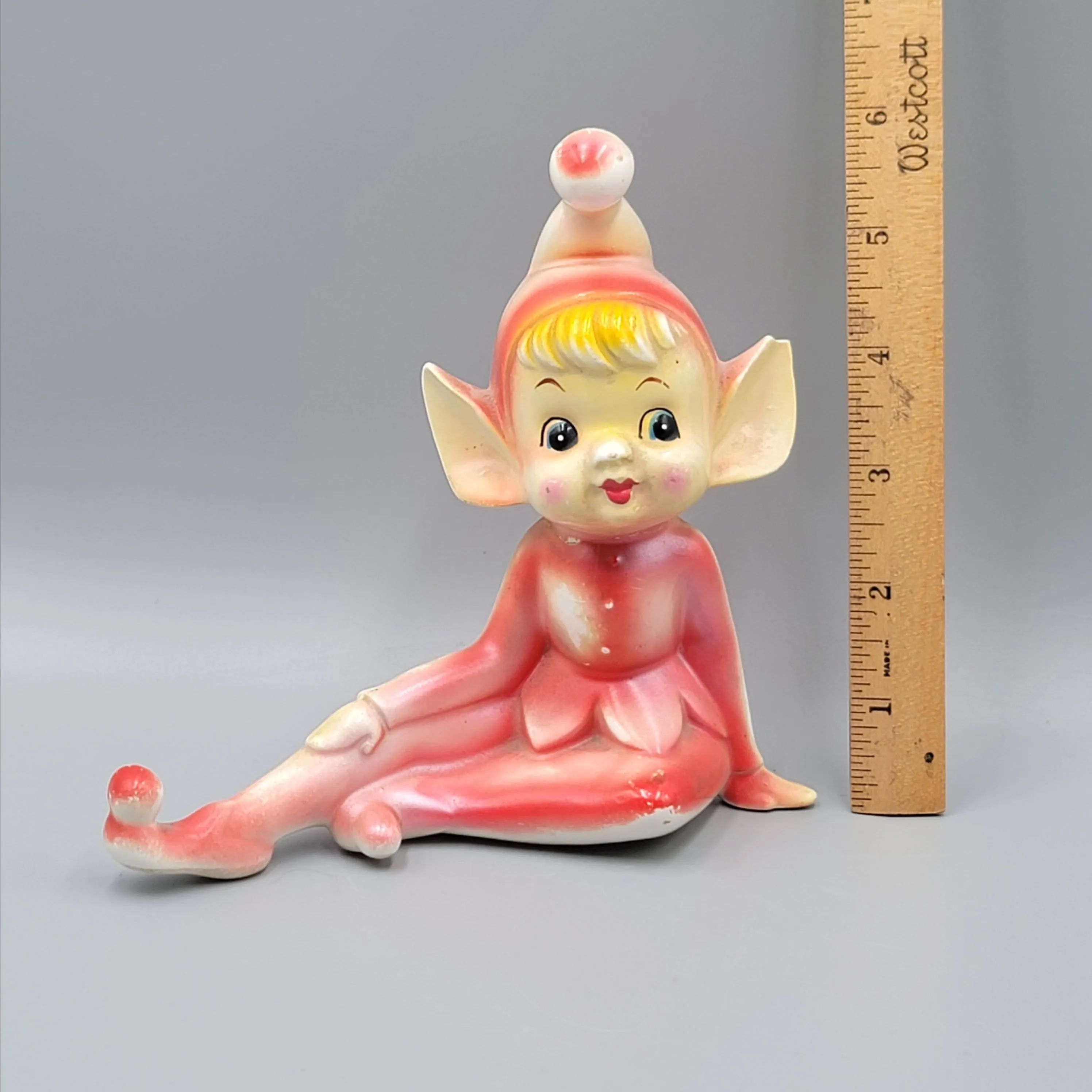Product image for Vintage Pink Ceramic Pixie Elf (with issues)