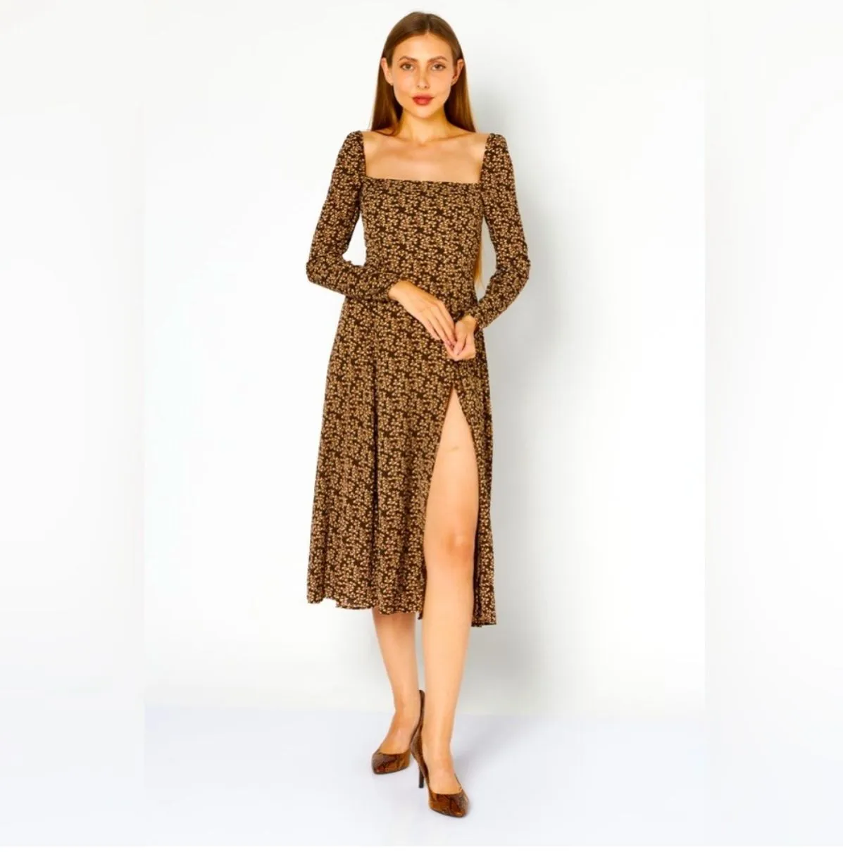 Product image for 02. O.P.T. Lemon Floral Midi Dress 4