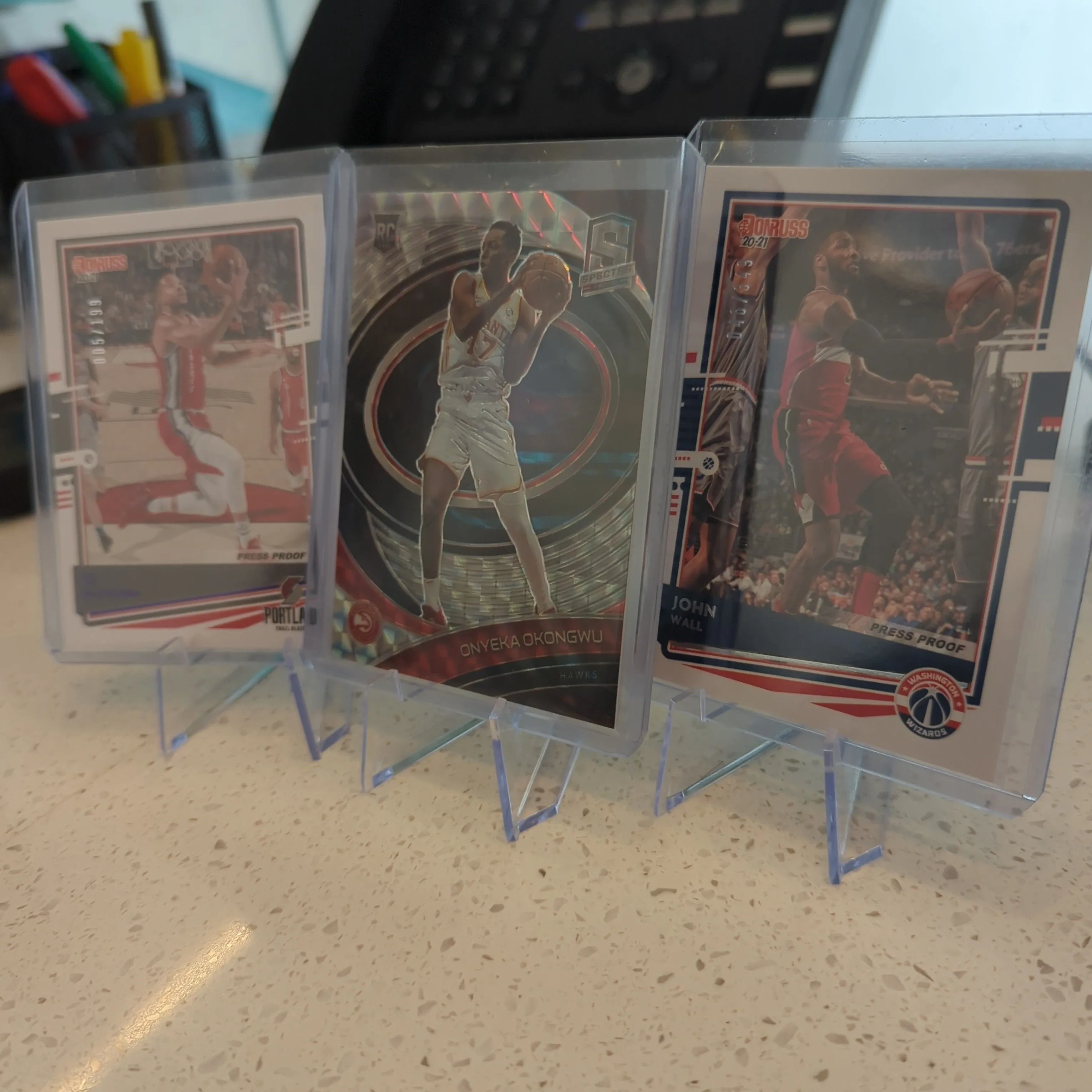Product image for 3 Card Numbered Lot John Wall, CJ McCollum and Onyeka Okongwu