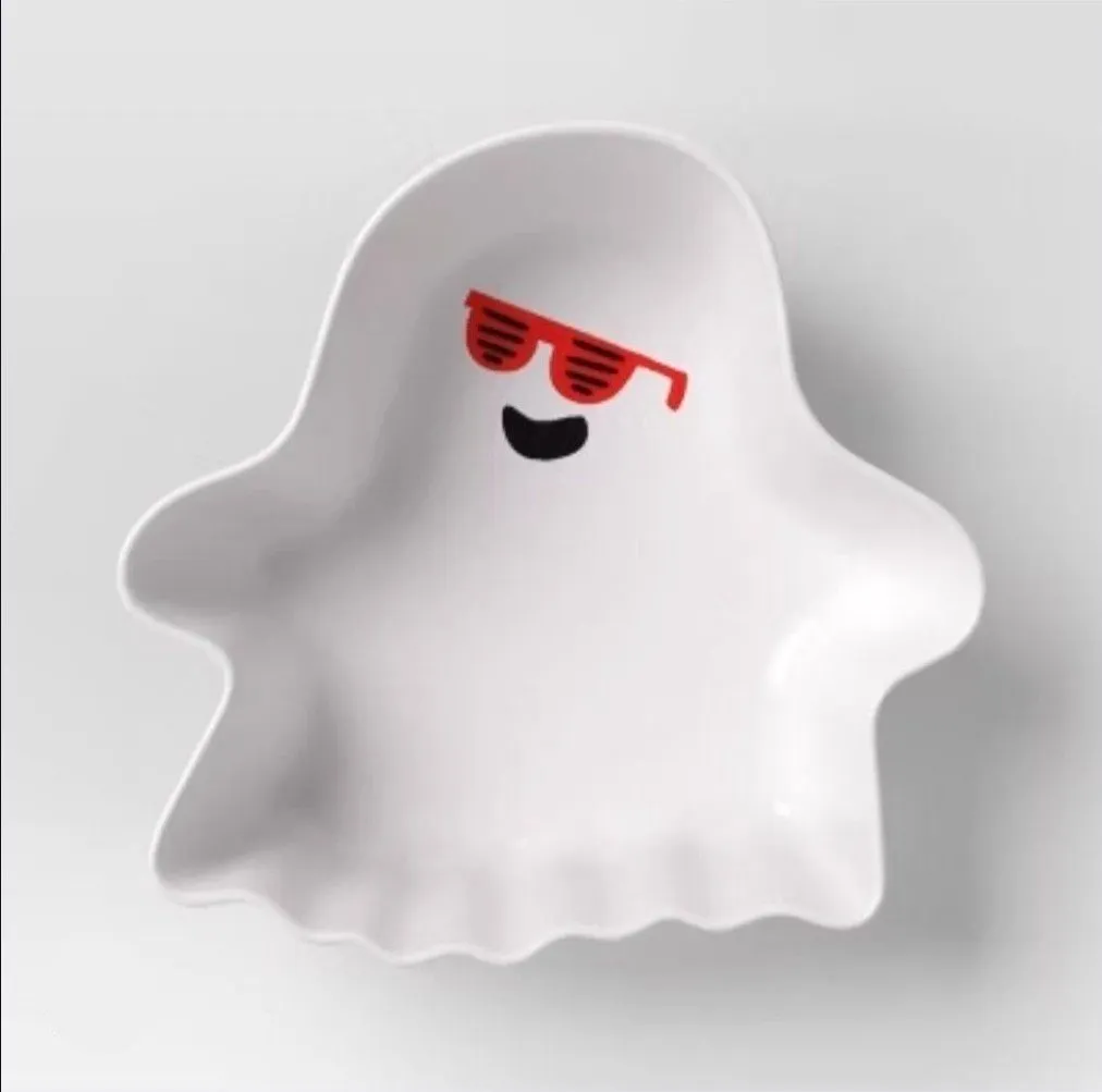 Product image for 18floz Halloween Melamine Figural Ghost Snack Bowl White NEW