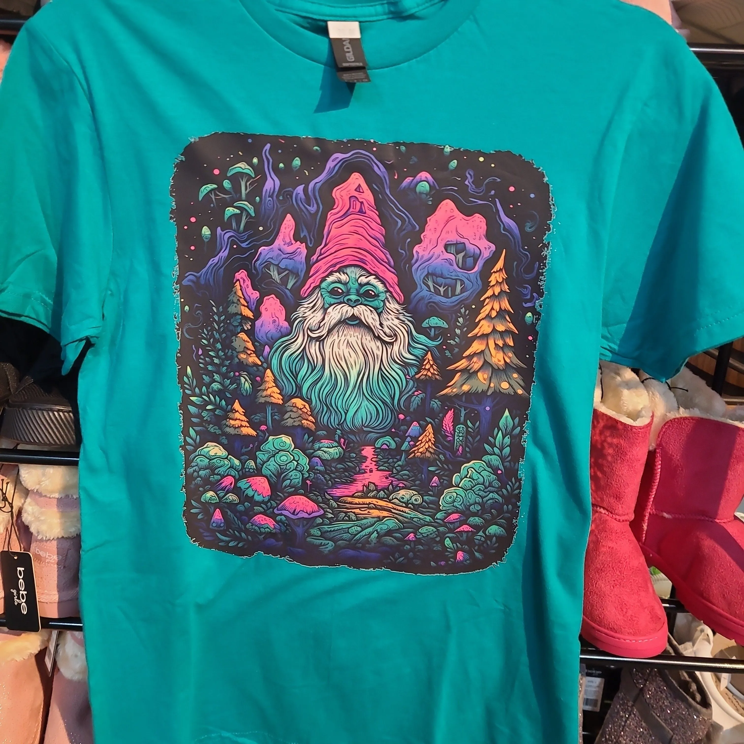 Product image for JADE Green Tshirt with Mtn Gnome Design