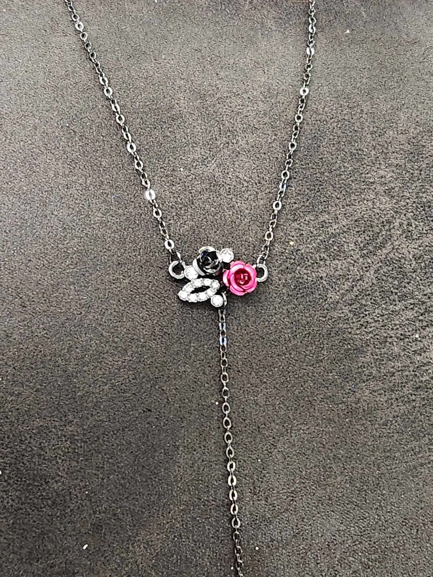 Product image for Black Rose Dangle Necklace  