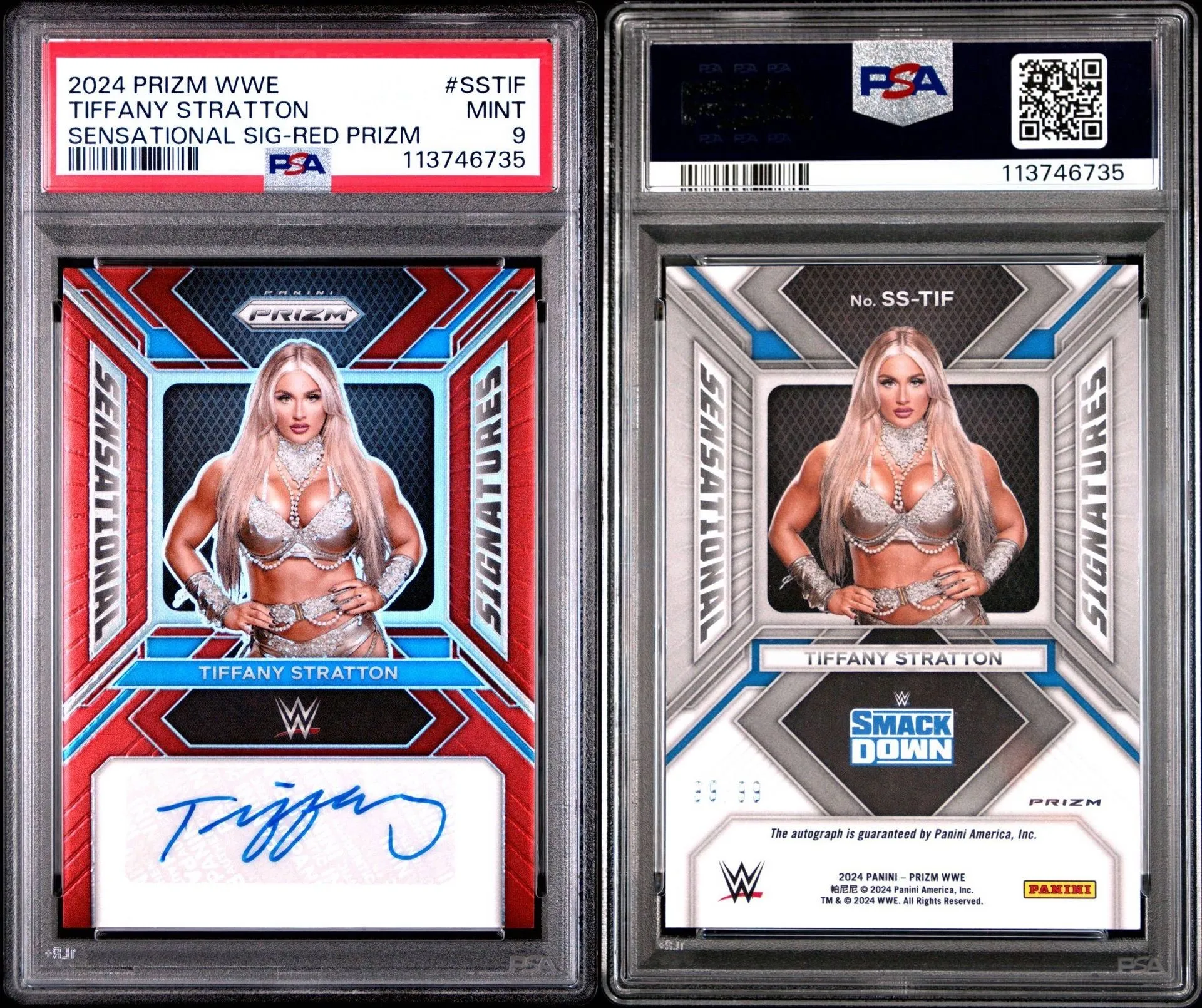 99/99) TIFFANY STRATTON AUTO 2024 PANINI PRIZM WWE RED PSA 9  Whatnot:  Shop, Sell, Connect