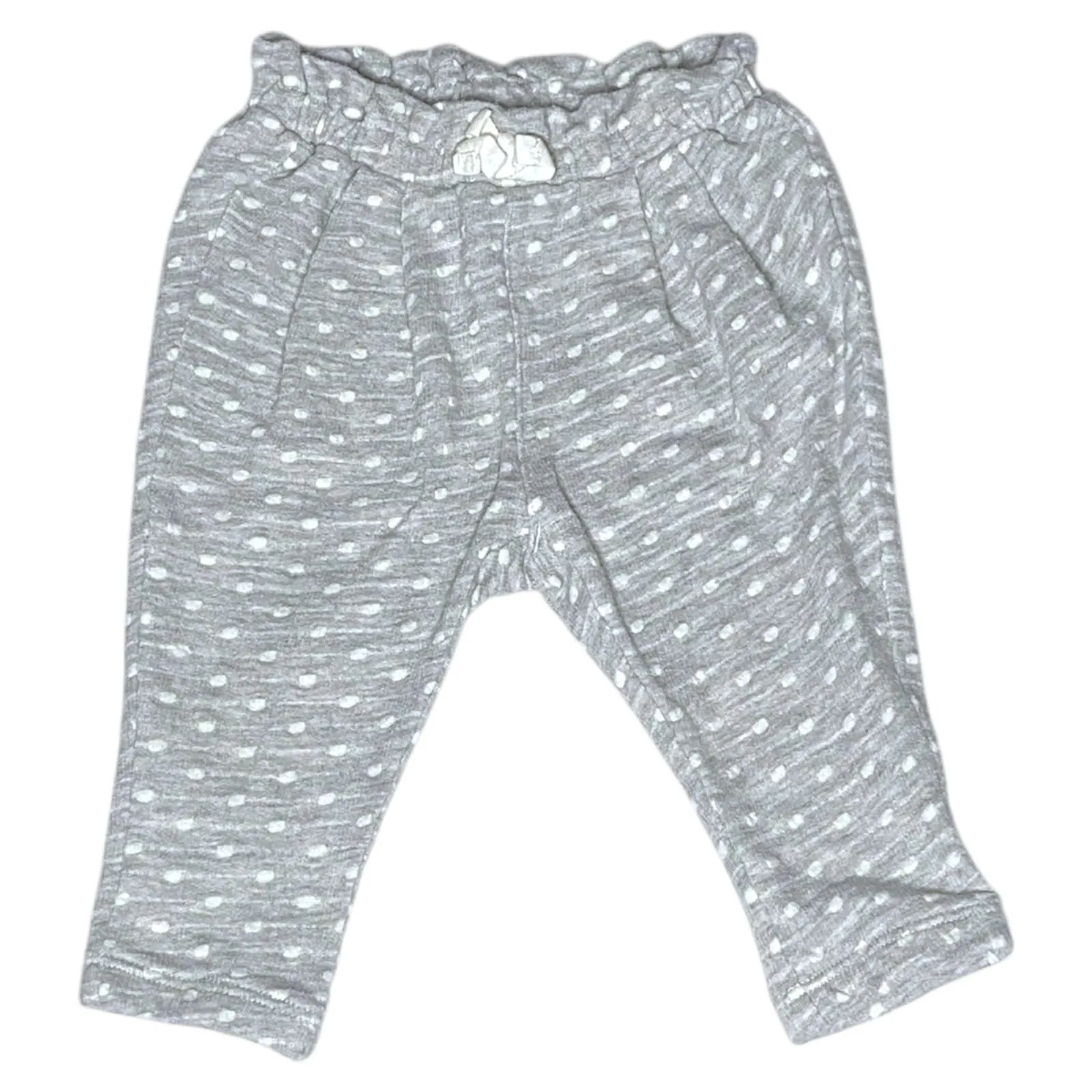Product image for Baby Gap Girls Grey White Polka Dot Ruffle Waistband Sweatpants Size 3-6 Months