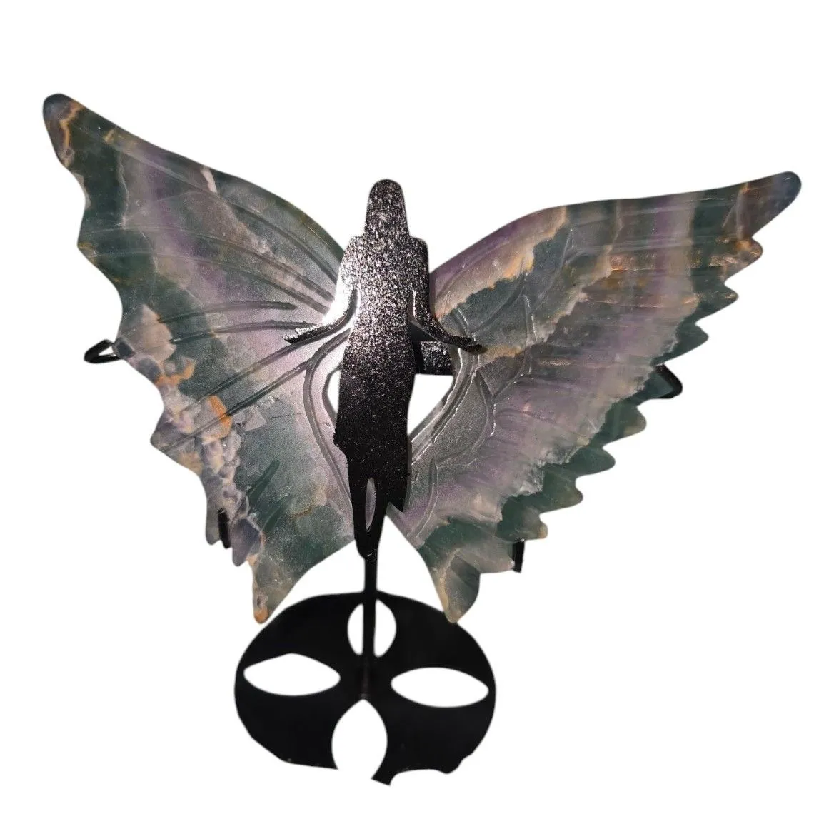 Product image for B005 Butterfly Lady with Hand Carved Fluorite Stone Wings 5" talld