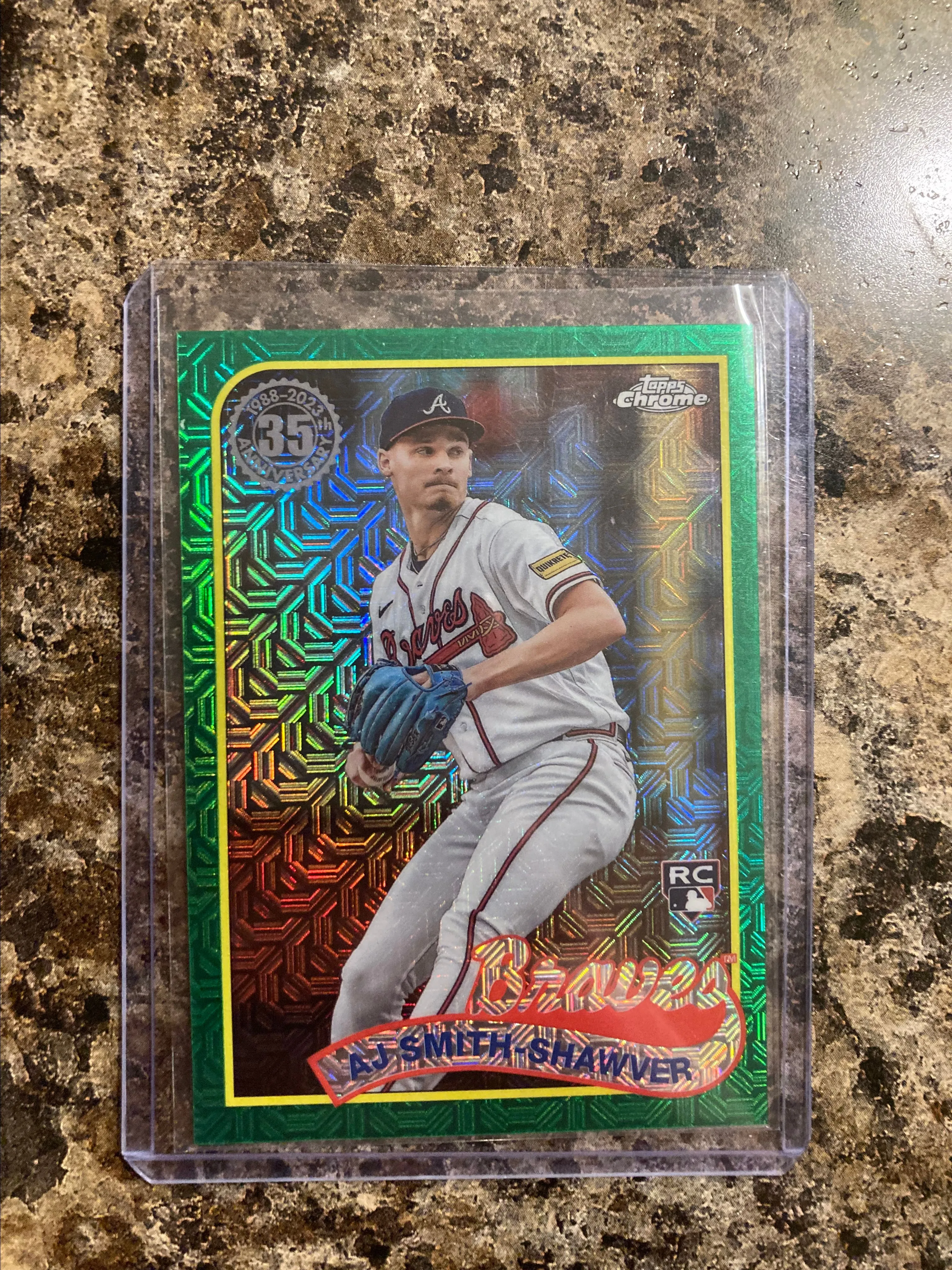 Product image for AJ Smith-Shawver 2024 Topps chrome 35th Anniversary green mojo rookie /99