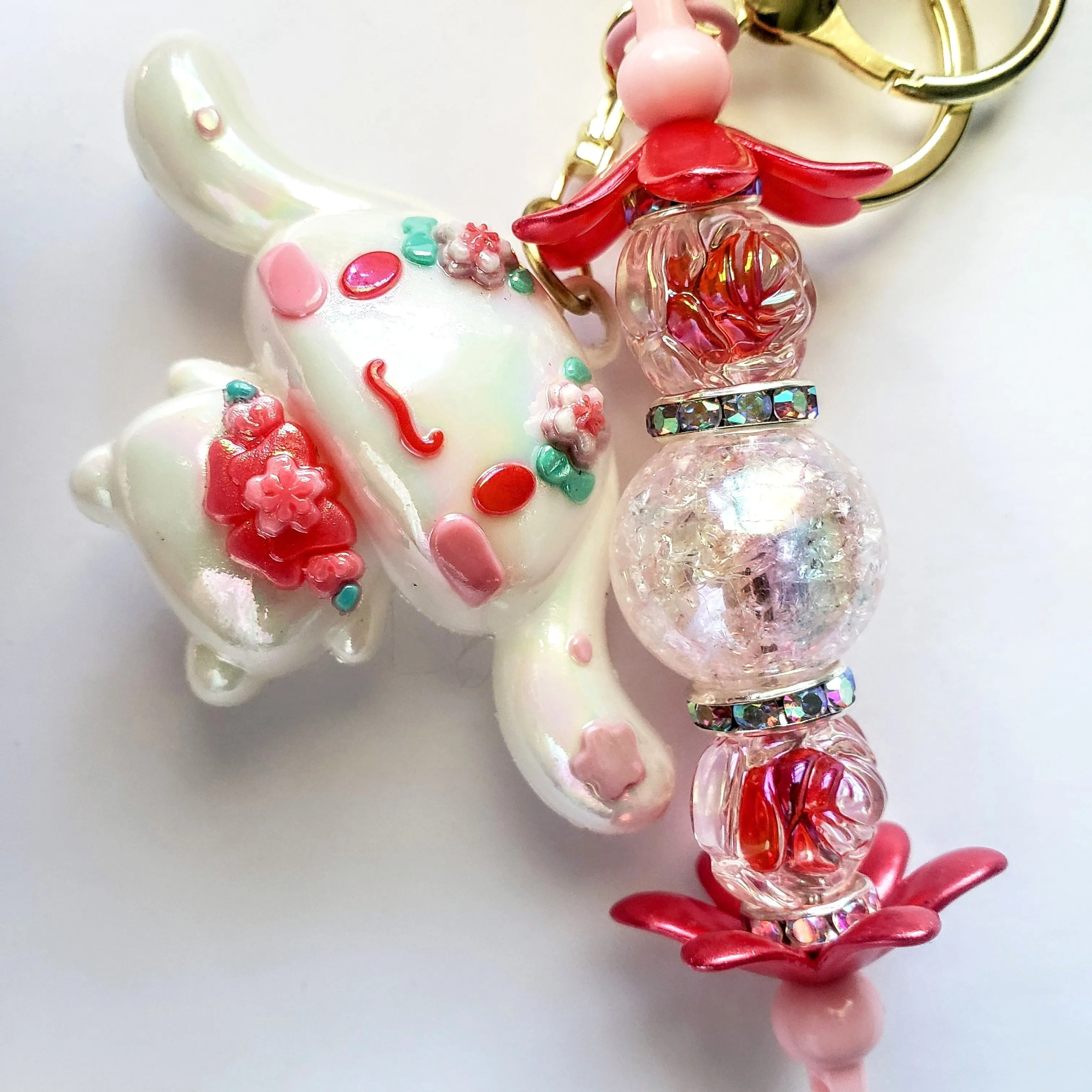 Product image for Sanrio Hello Kitty Friend ◇ Cinna Sakura Flower Keychain with Custom Beading and PomPom