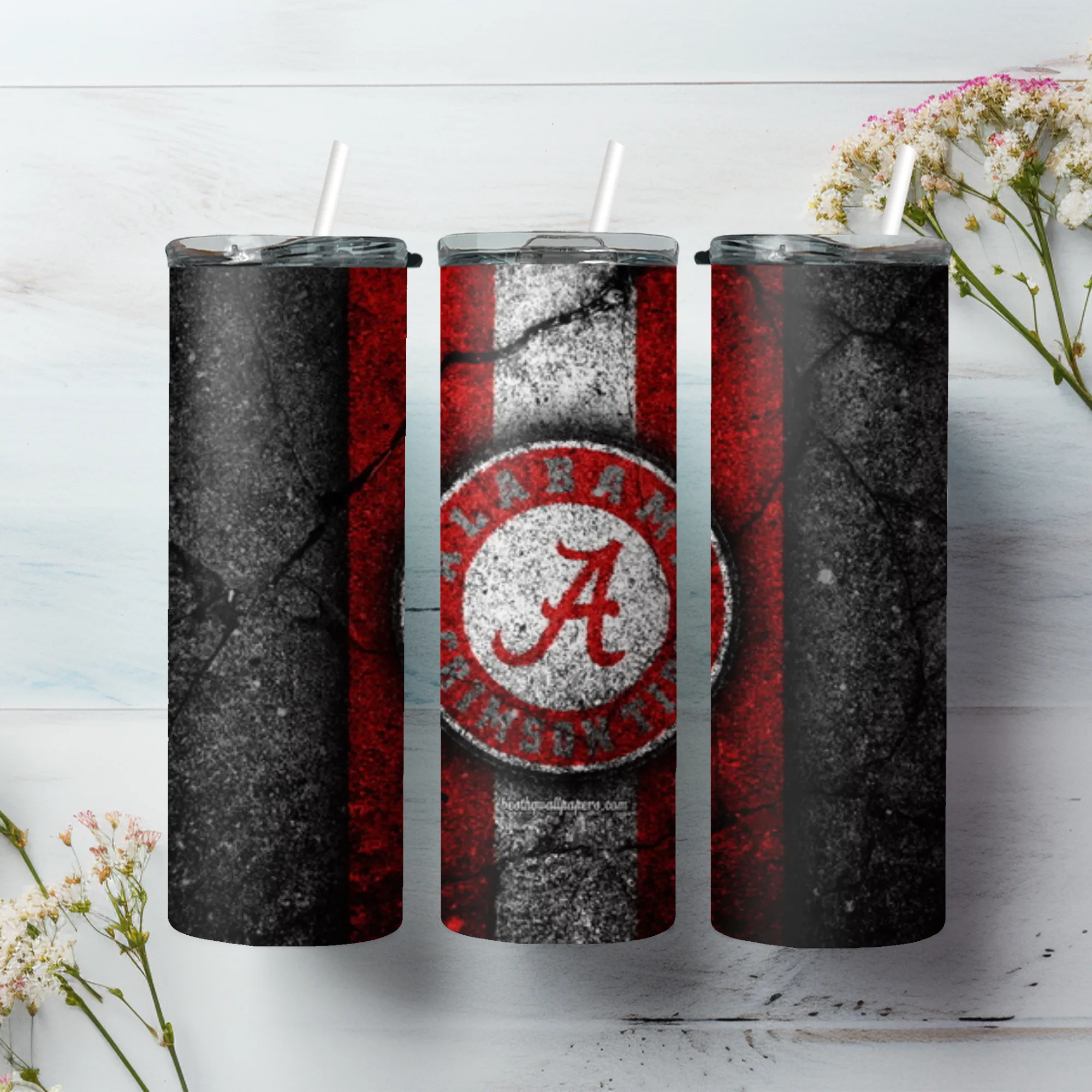 Product image for Alabama Crimson Tide 20oz stainless steel reusable tumbler with lid and straw