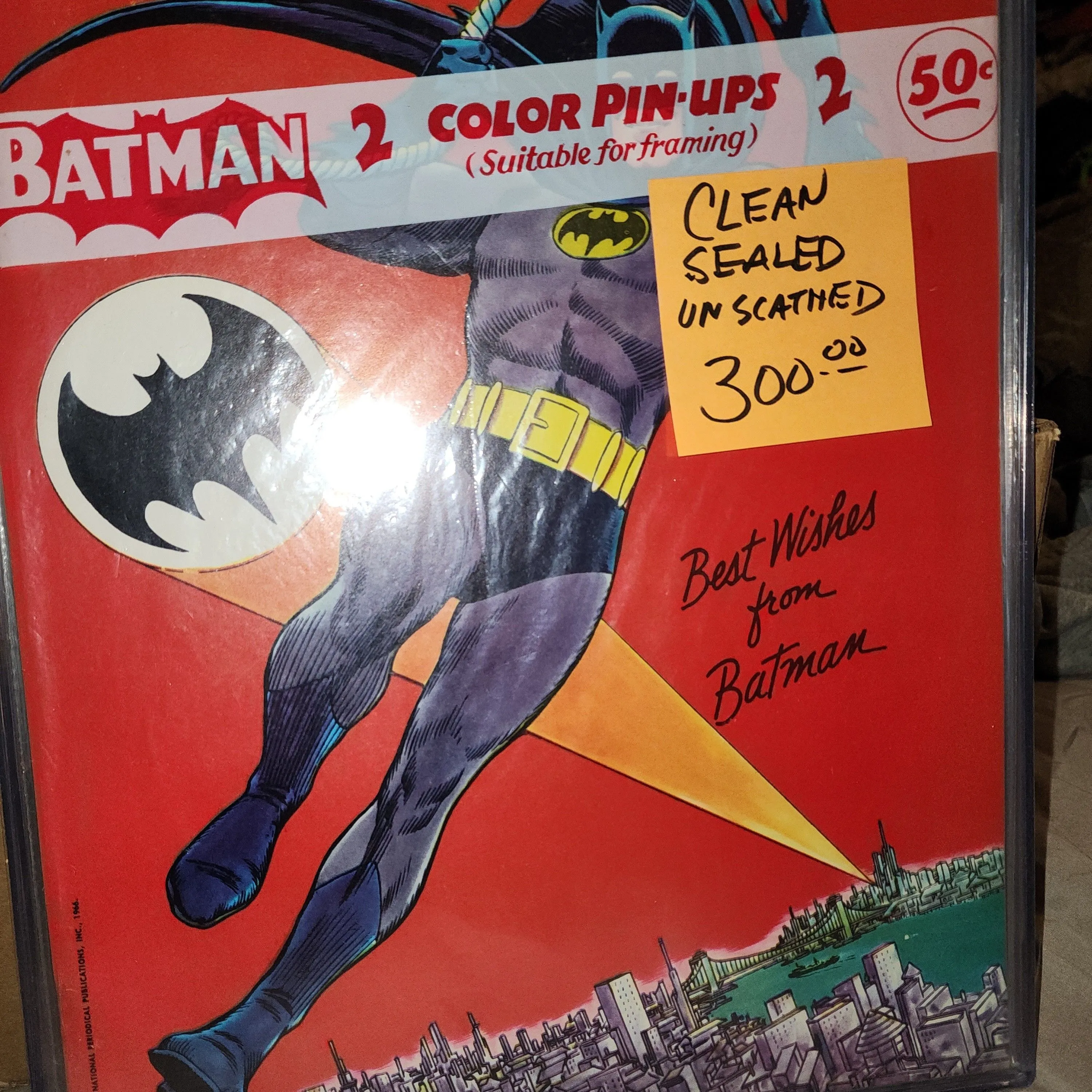 Product image for BATMAN 2 COLOR PINUPS 1966 IN ORIGINAL MERCHANDISING PACKAGE 