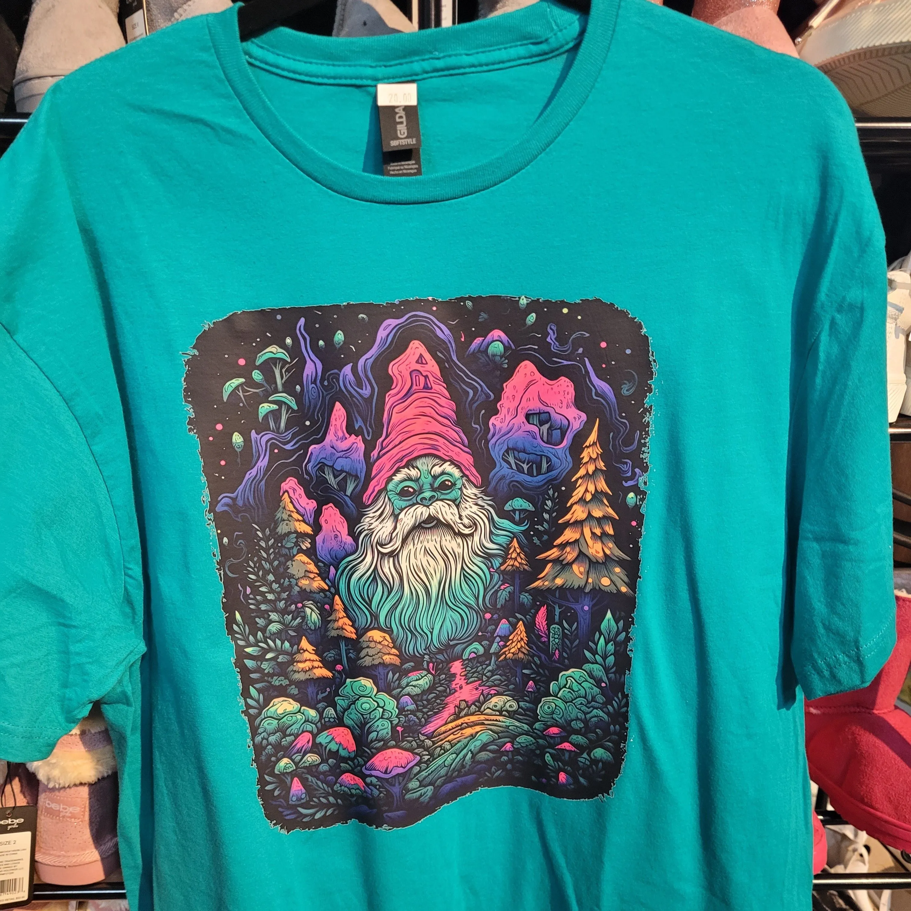 Product image for Large JADE Green Tshirt with Gnome Design