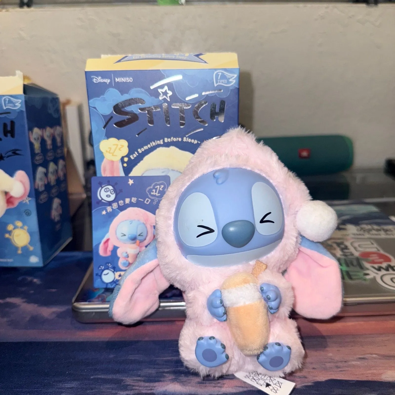Product image for Miniso Stitch Eat Something Before You Sleep Plush Blind Box (Milk Tea Desire)