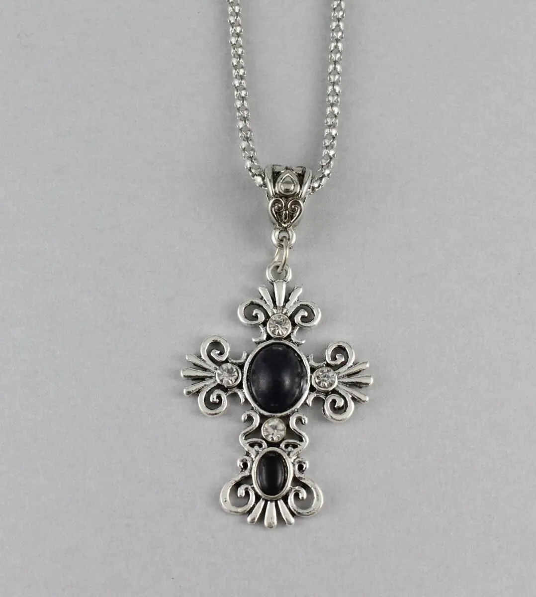 Product image for 0006  Black Cab Cross Pendant  Necklace