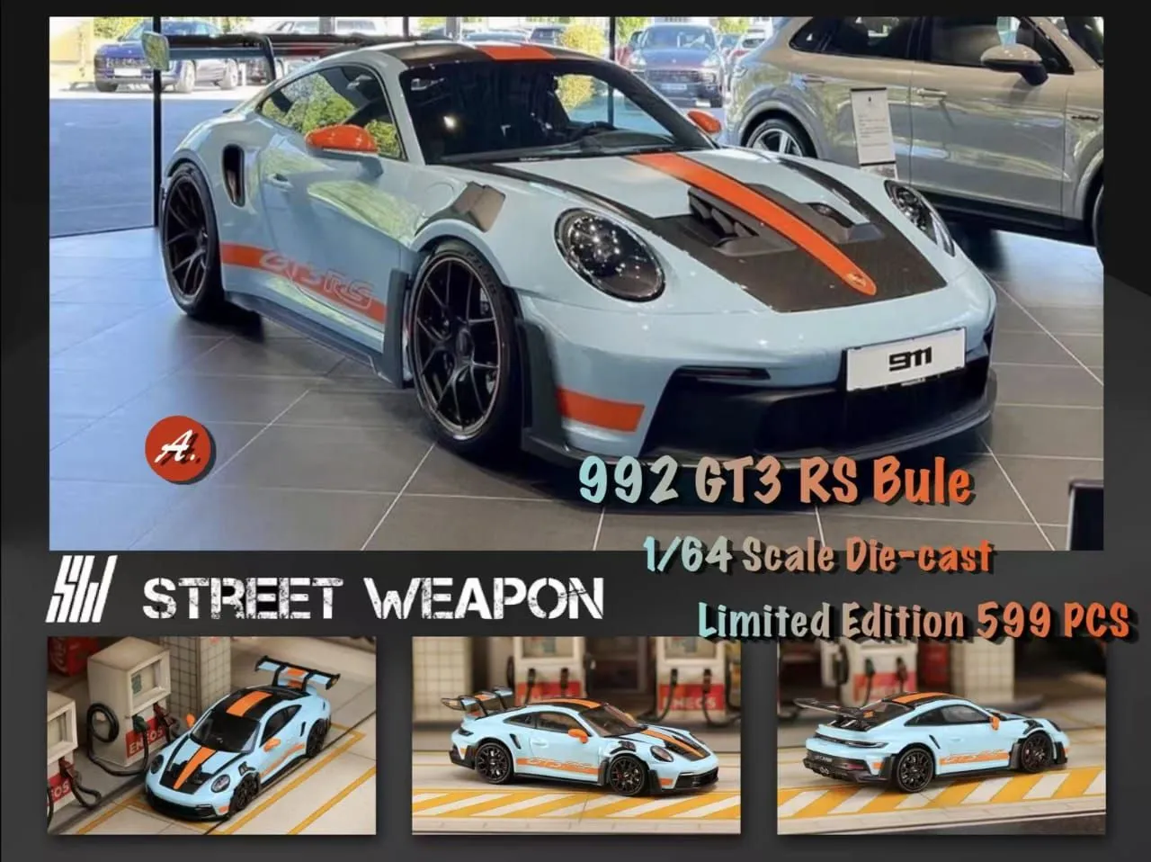 Product image for Street Warrior 992 GT3 RS (Gulf Blue Carbon Top/Black Wheel)