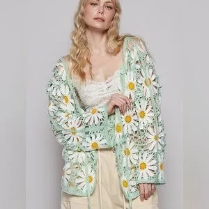 Product image for A46. POL daisy crochet cardigan. One size