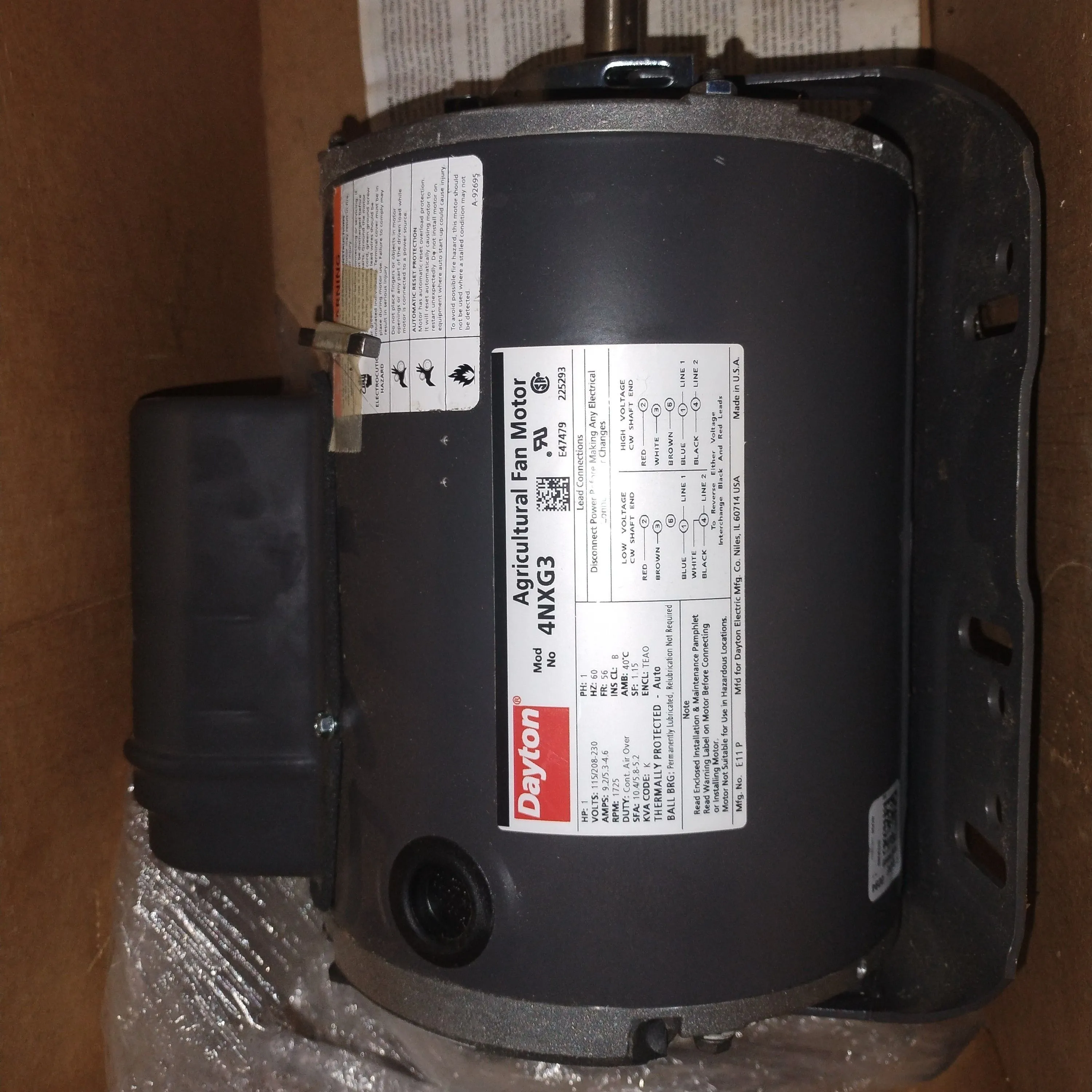 Product image for Dayton one horsepower electric motor