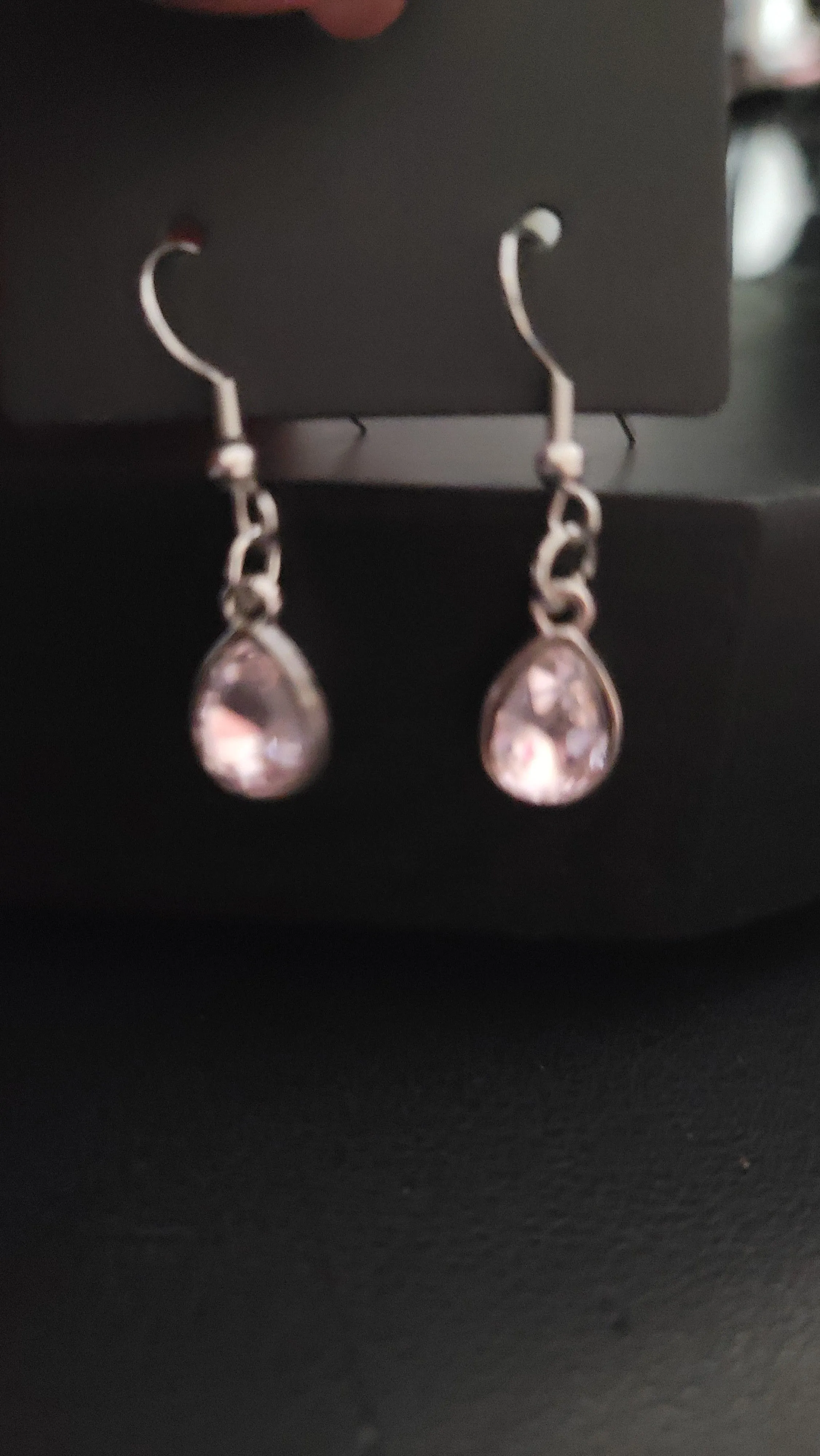 Product image for Earrings - Pink Gem Tear Drop Earrings 