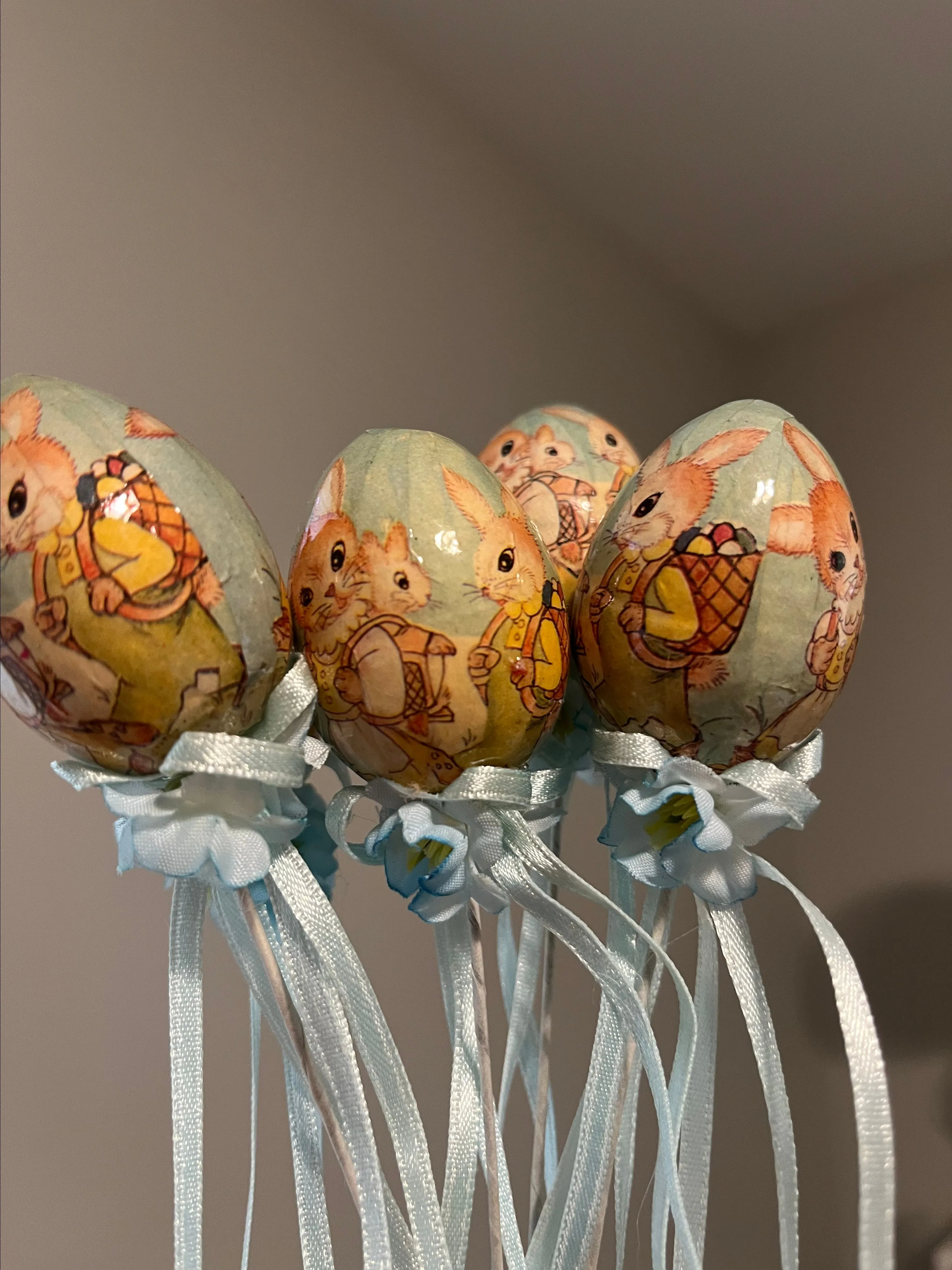 Product image for Five vintage Easter Egg Bunny Picks